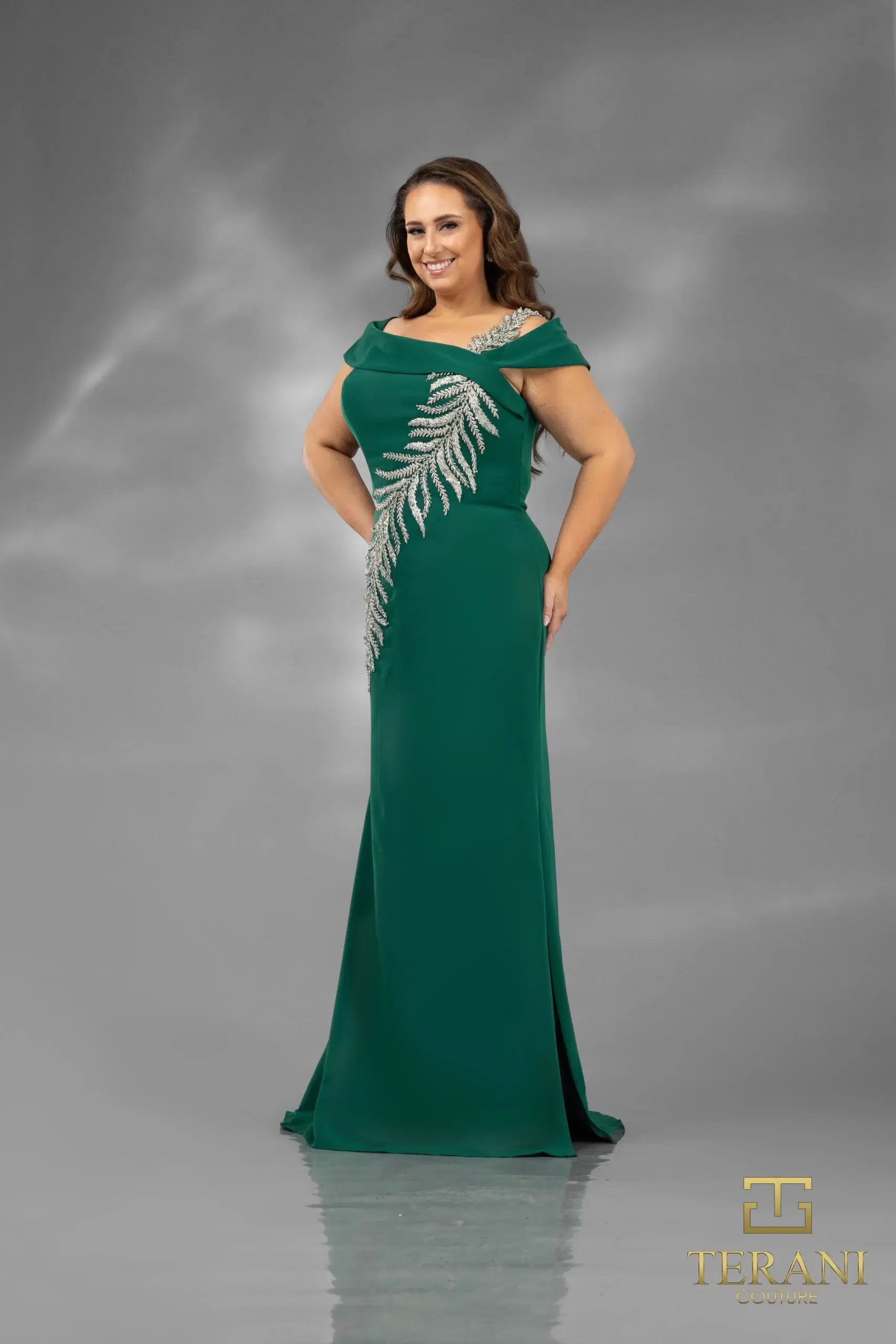 Terani Couture Sleek Mother Of The Bride Dress 2111M5289 - The Dress Outlet Emerald