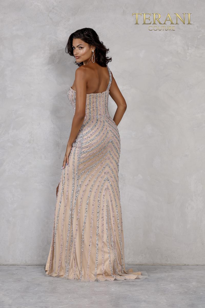 Terani Couture Long One Shoulder Prom Gown 2111P4049 - The Dress Outlet