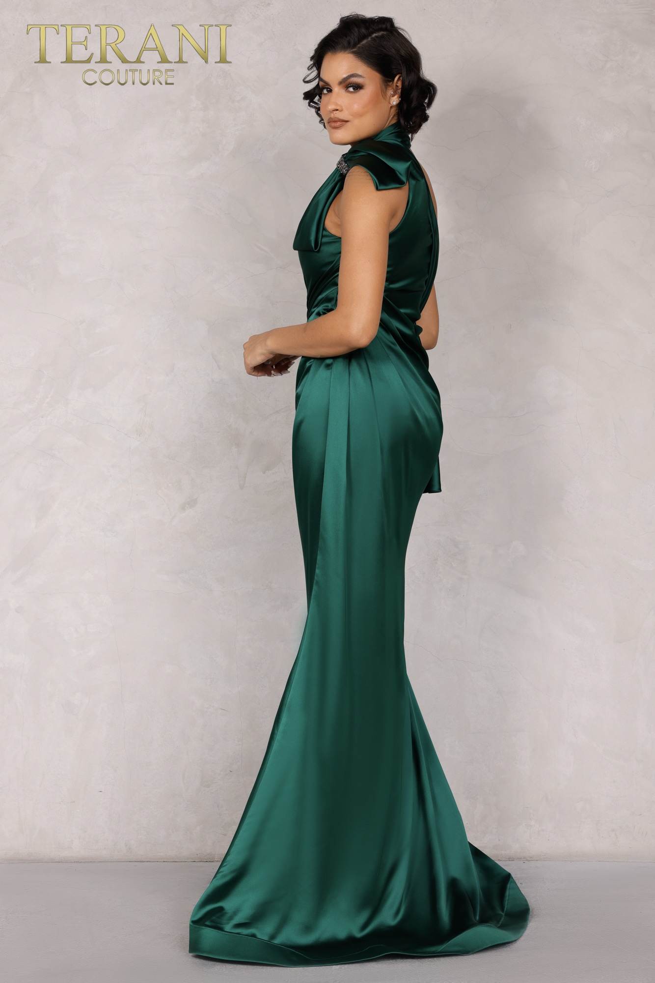 Formal Dresses Halter Bow Formal Prom Long Dress Emerald