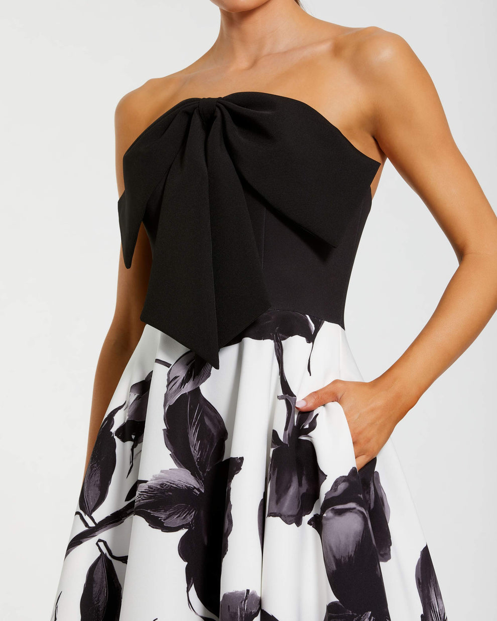 Cocktail Dresses Floral Print Midi A Line Cocktail Dress Black Multi