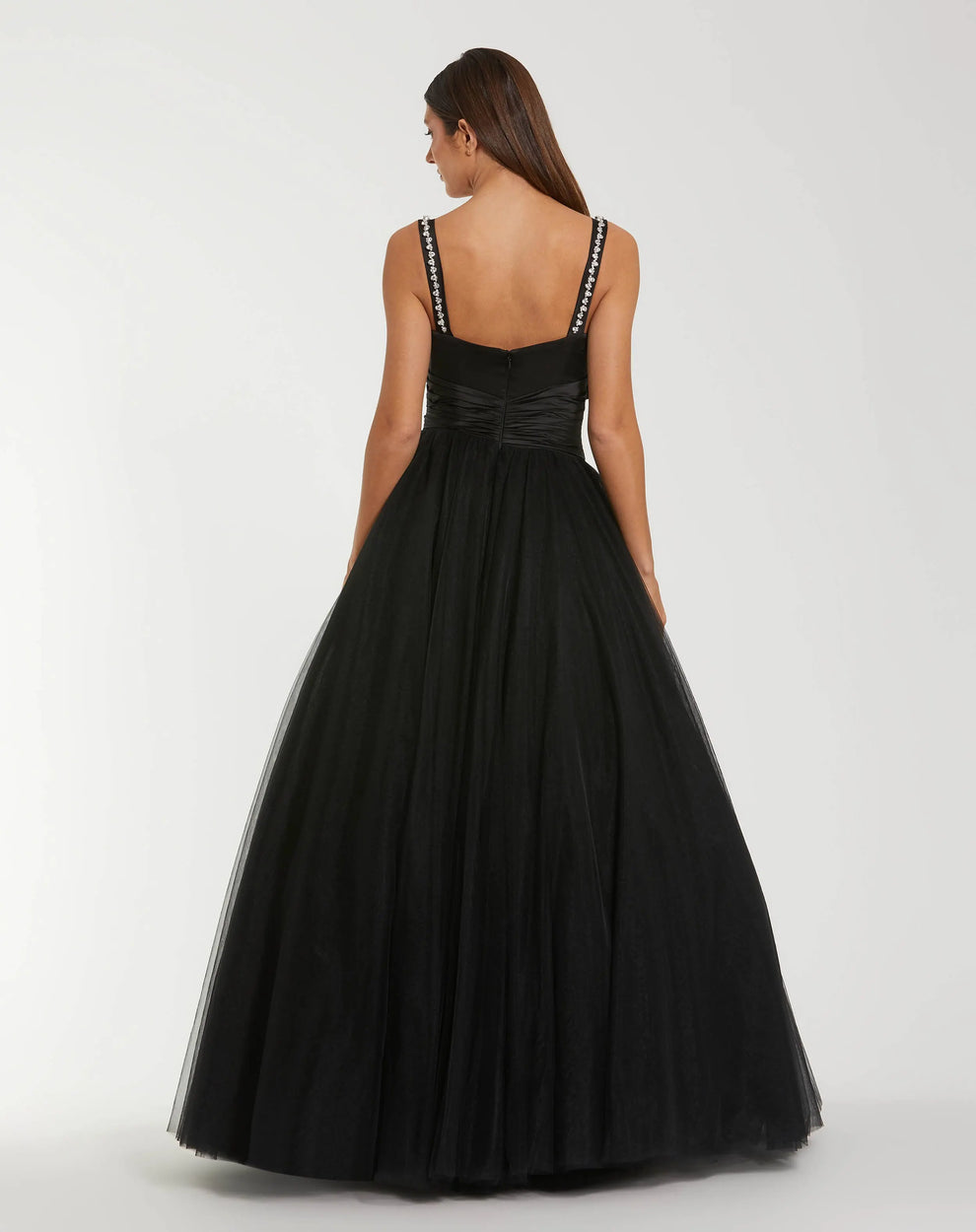 Black Sweetheart Floor-Length Tulle Formal Ball Gown with Bow Detail Mac Duggal 21161