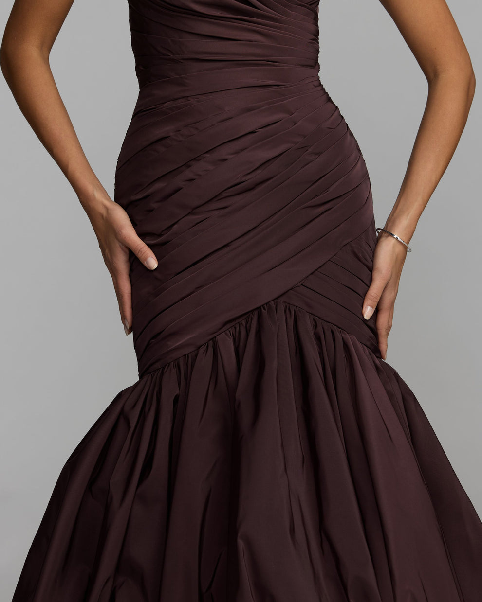 Strapless Curved Neck Floor-Length Satin Prom Mermaid Mac Duggal 21185
