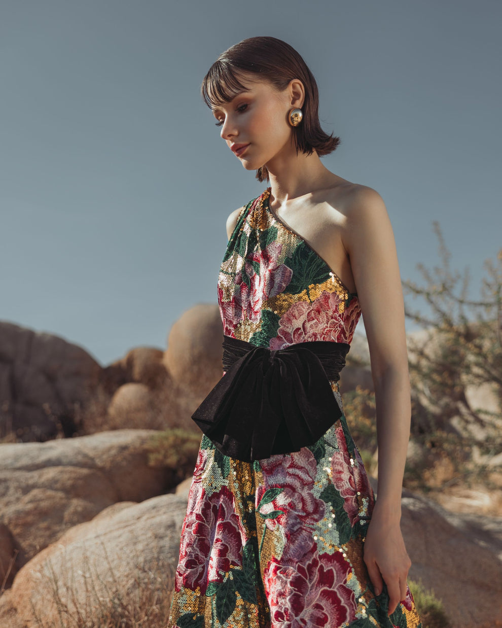 Prom Dresses Floral Long Sequin Prom Dress Gold Multi