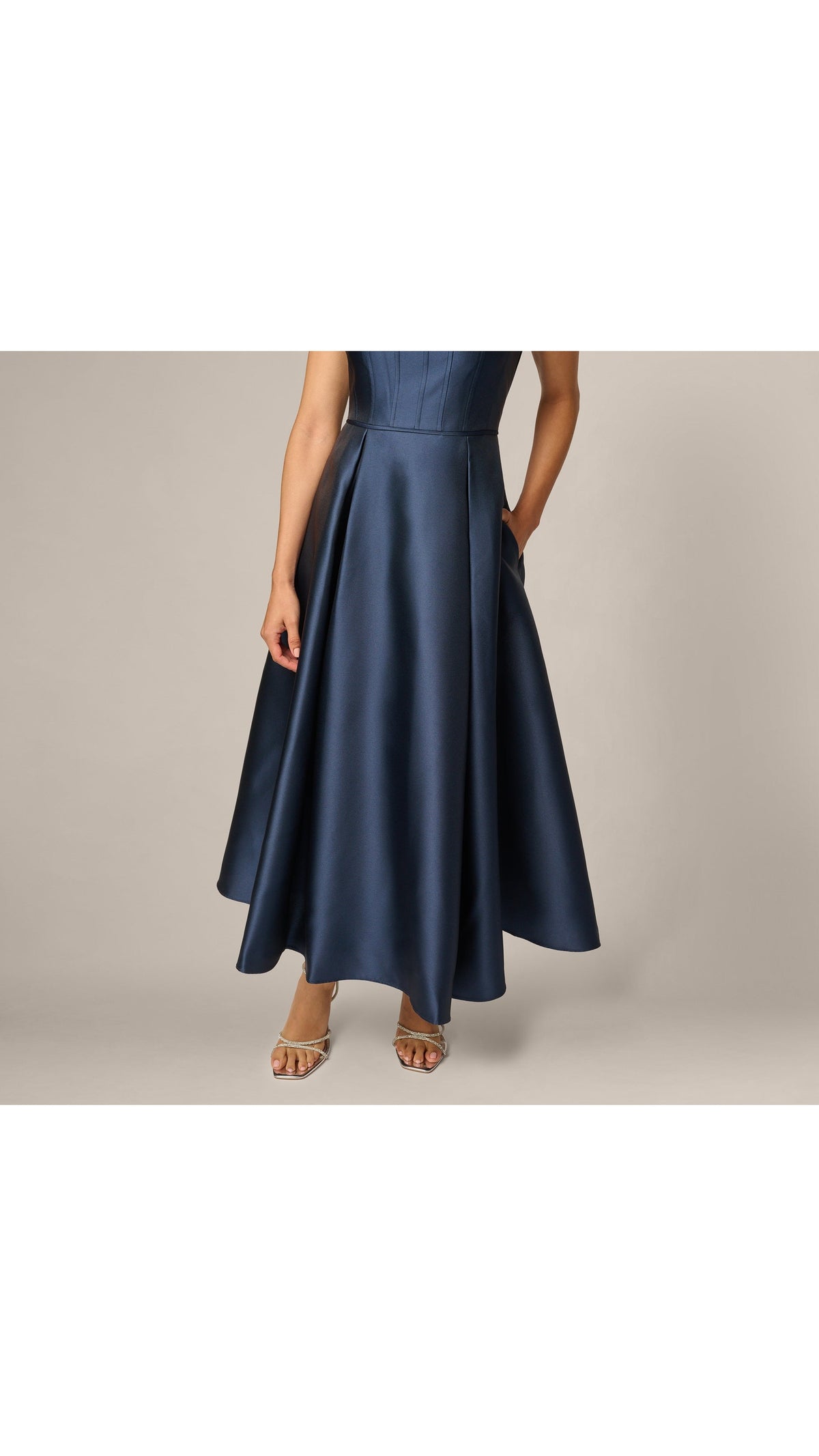 Adrianna Papell Petite Mikado Square Neck Midi Dress 211978