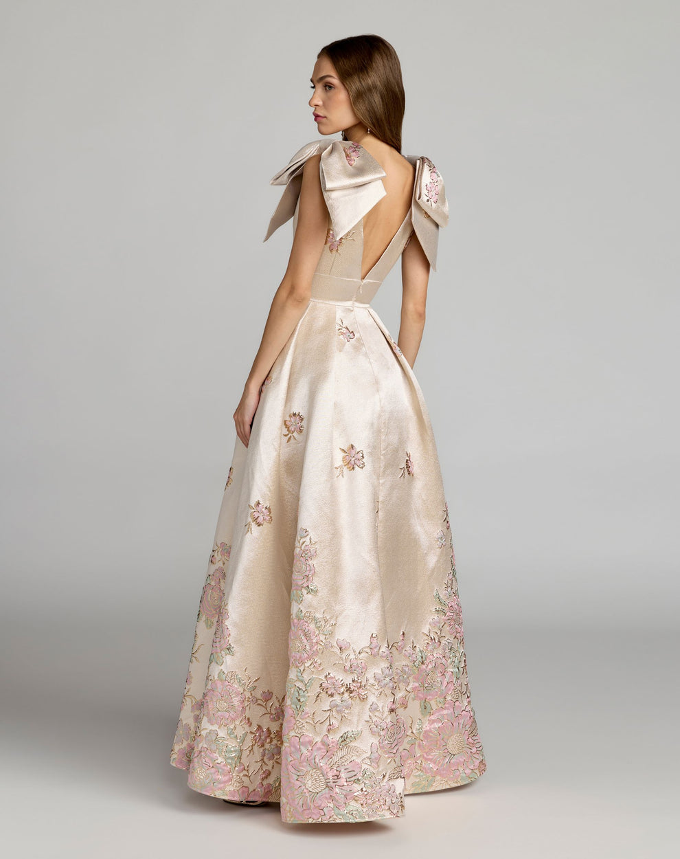 Formal Dresses Floral Ball Gown Long Evening Formal Dress Mac Duggal 21204 Champagne Multi