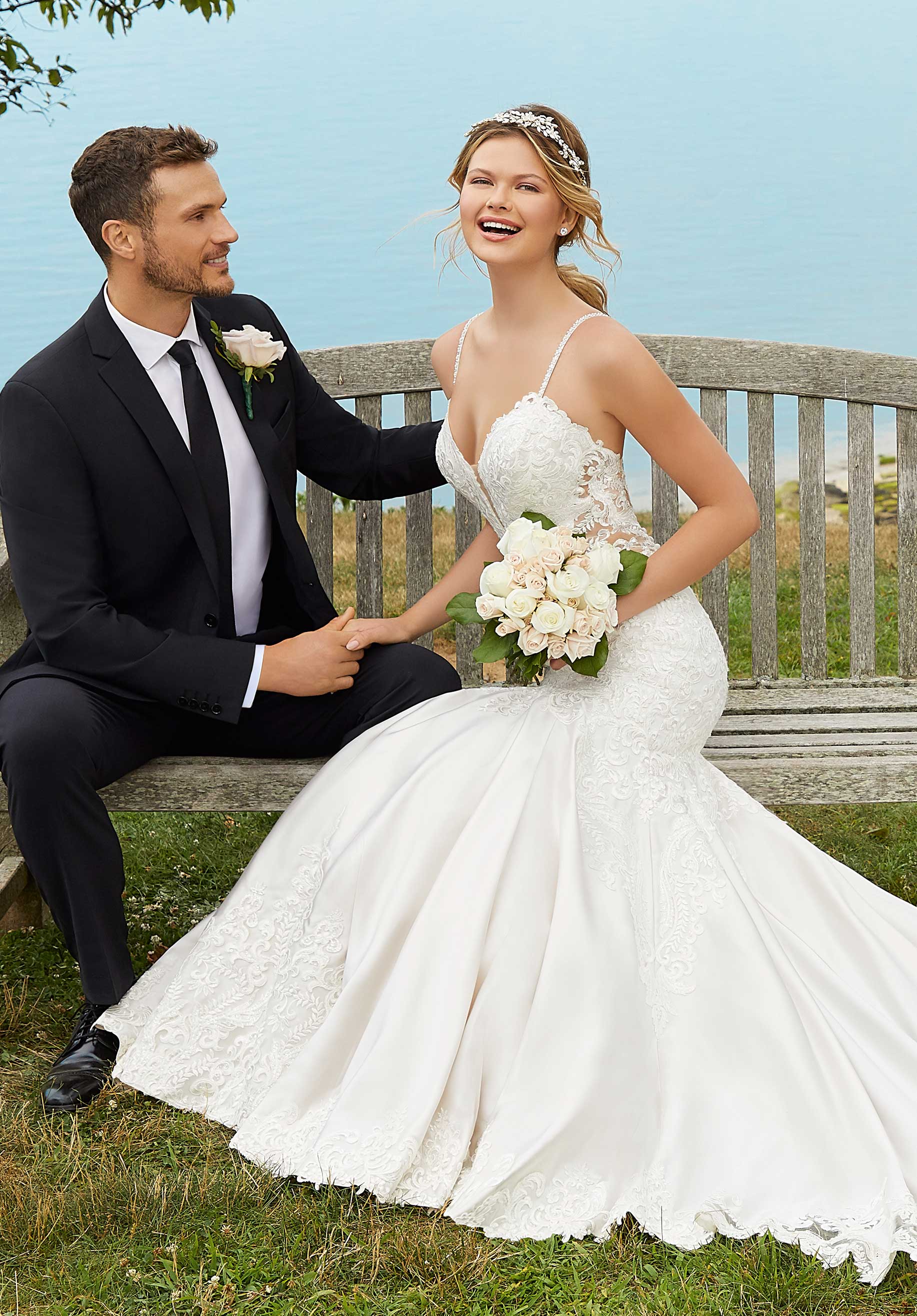 Wedding Dresses Long Wedding Lace Mermaid Dress MGNY Madeline Gardner New York 2121 Ivory/Candlelight