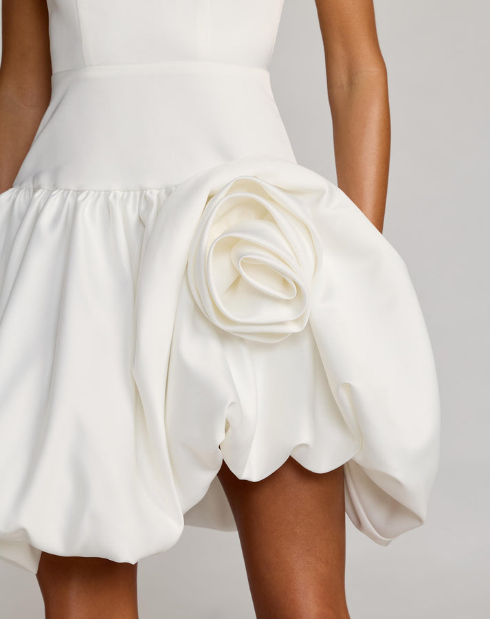 Wedding Dresses Short 3D Floral Mini Wedding Dress Mac Duggal 21237 Ivory