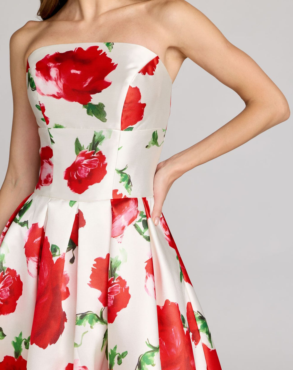 Cocktail Dresses Floral Print A Line Midi Short Cocktail Dress Mac Duggal 21238 Rose Multi