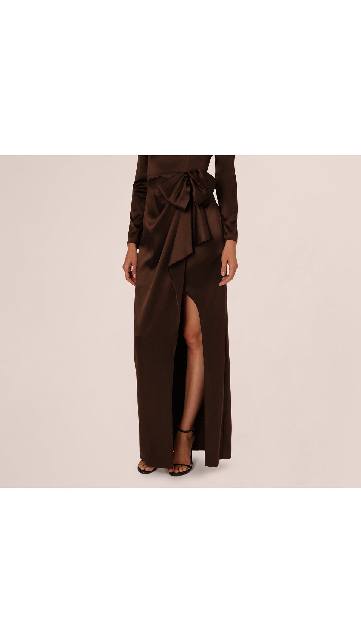 Adrianna Papell Long Sleeve Satin Bow Gown 212586
