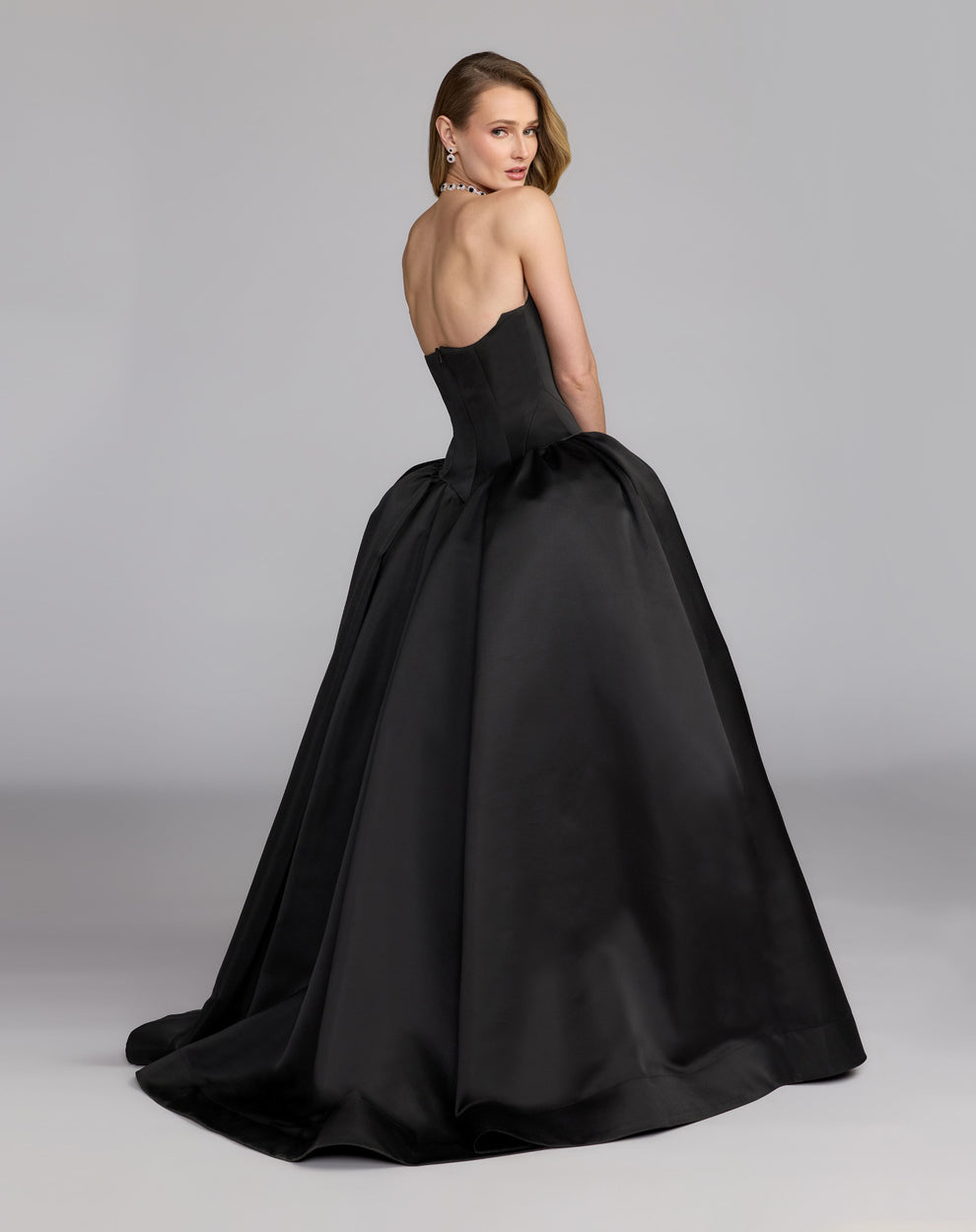 Strapless Curved Neck Floor-Length Satin Formal Ball Gown Mac Duggal 21259
