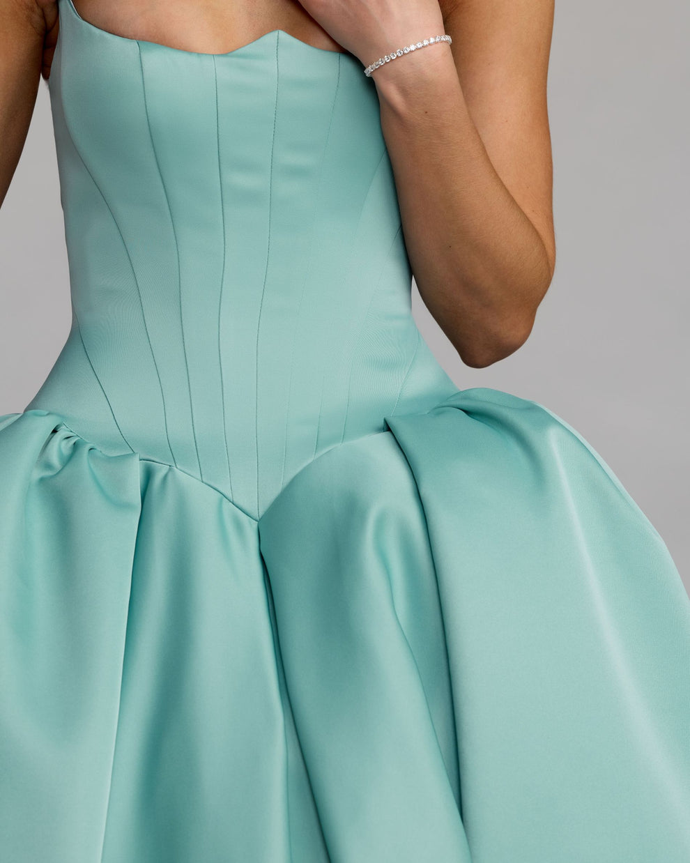 Strapless Curved Neck Floor-Length Satin Formal Ball Gown Mac Duggal 21259