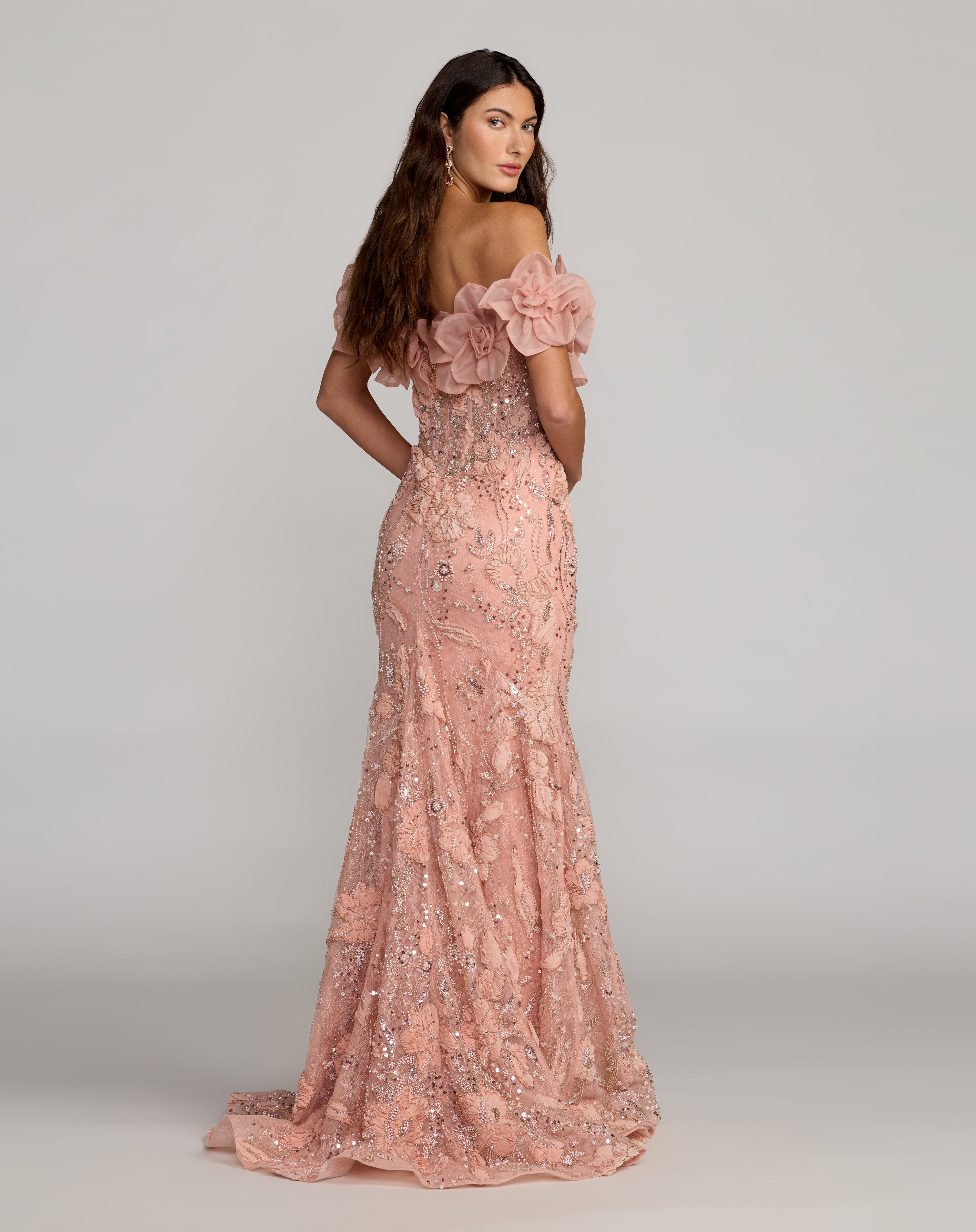 Off-the-Shoulder Floor-Length Lace Prom Mermaid Mac Duggal 21272