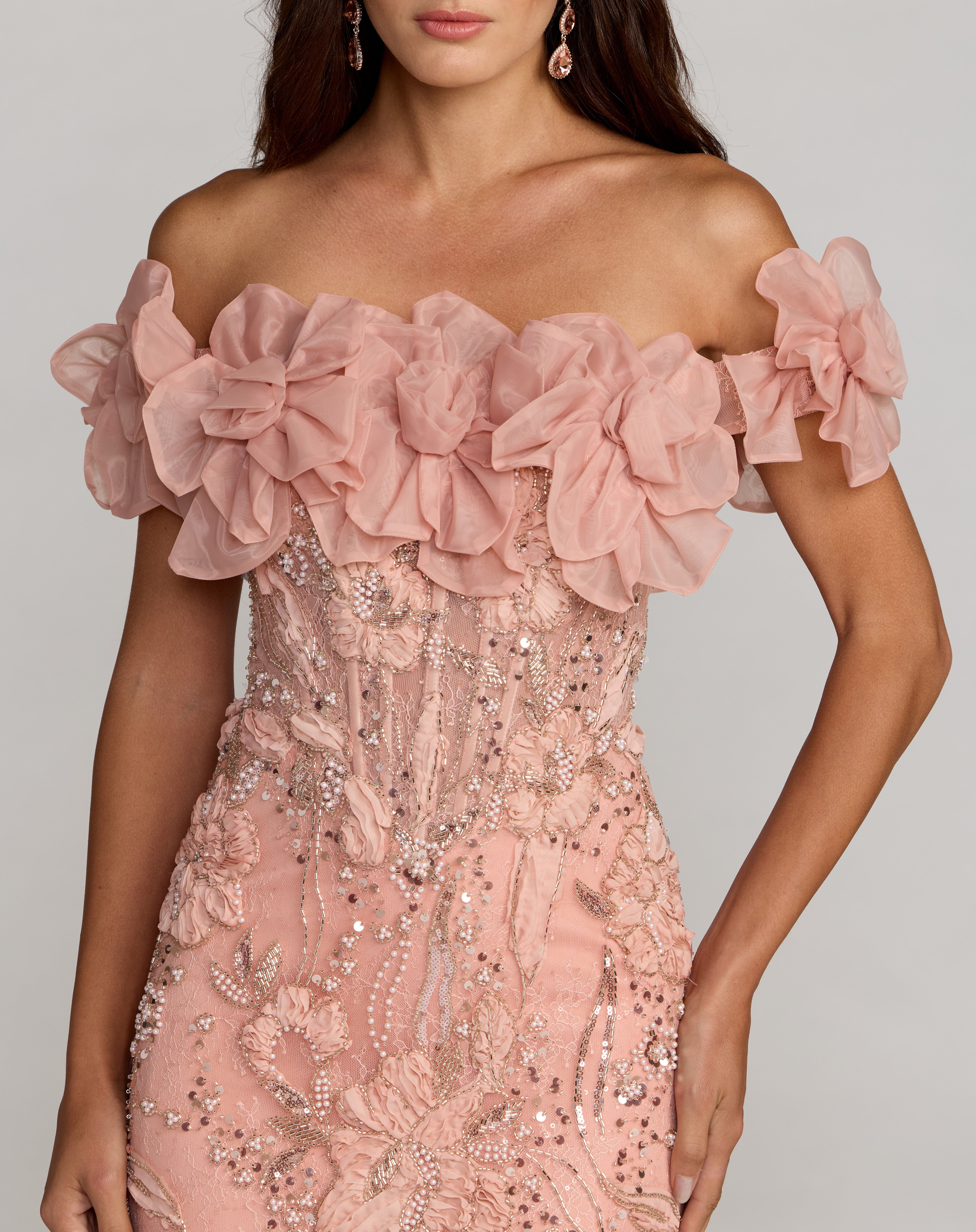 Off-the-Shoulder Floor-Length Lace Prom Mermaid Mac Duggal 21272