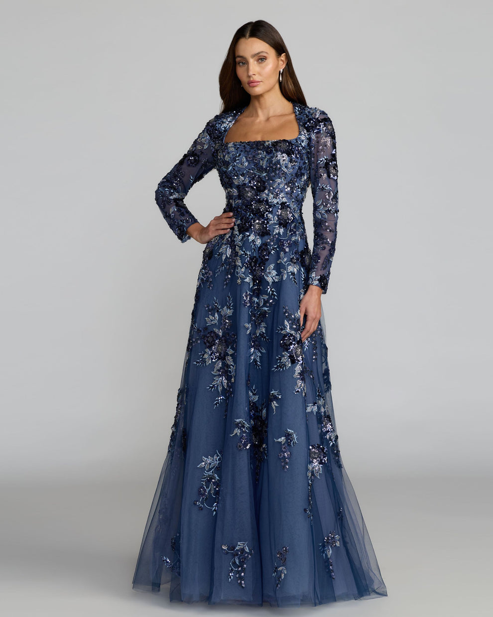 Square Floor-Length Tulle Evening Ball Gown Mac Duggal 21308