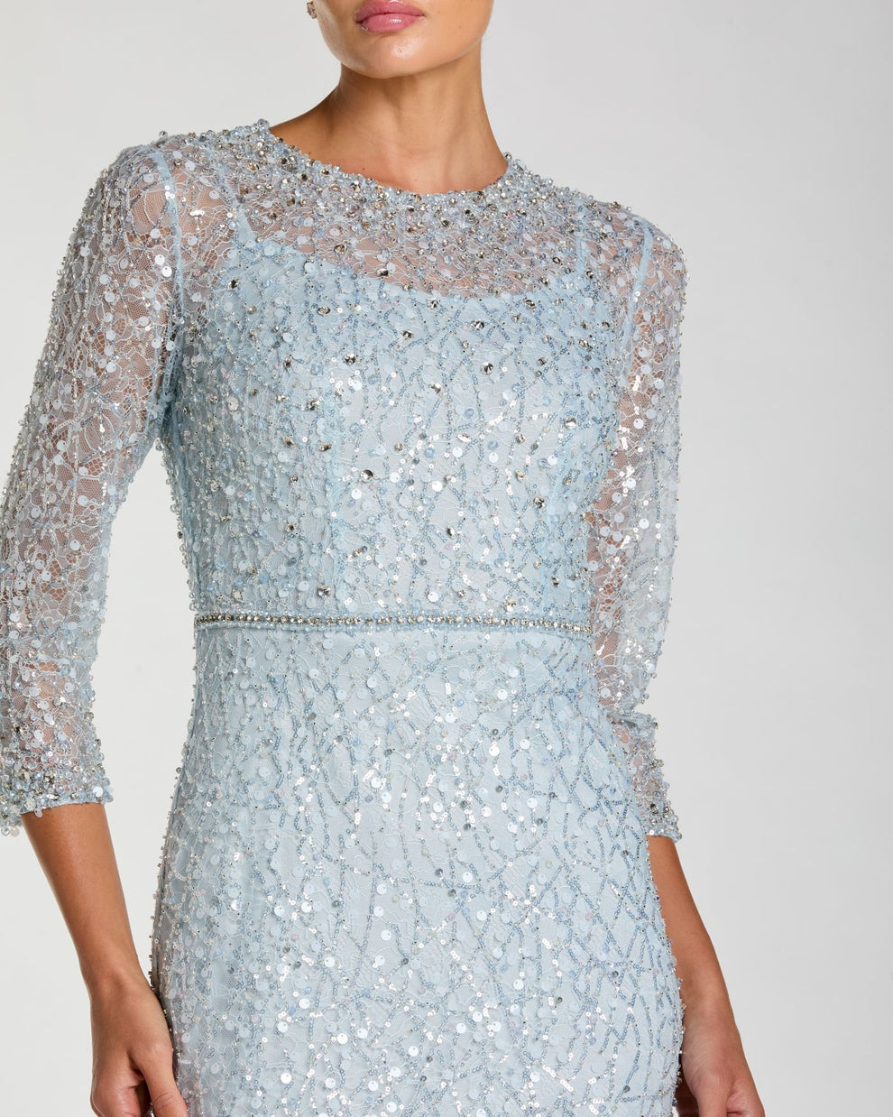 Mother of the Bride Dresses Long Formal Beaded Mother of the Bride Dress Mac Duggal 21313 Powder Blue