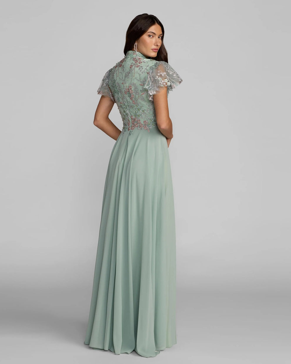 V-Neck Floor-Length Chiffon Formal A-Line Gown Mac Duggal 21314