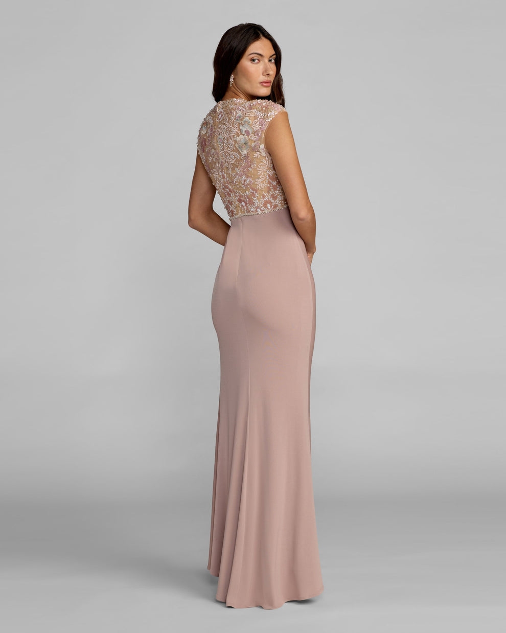 Illusion Floor-Length Jersey Evening Sheath Mac Duggal 21324