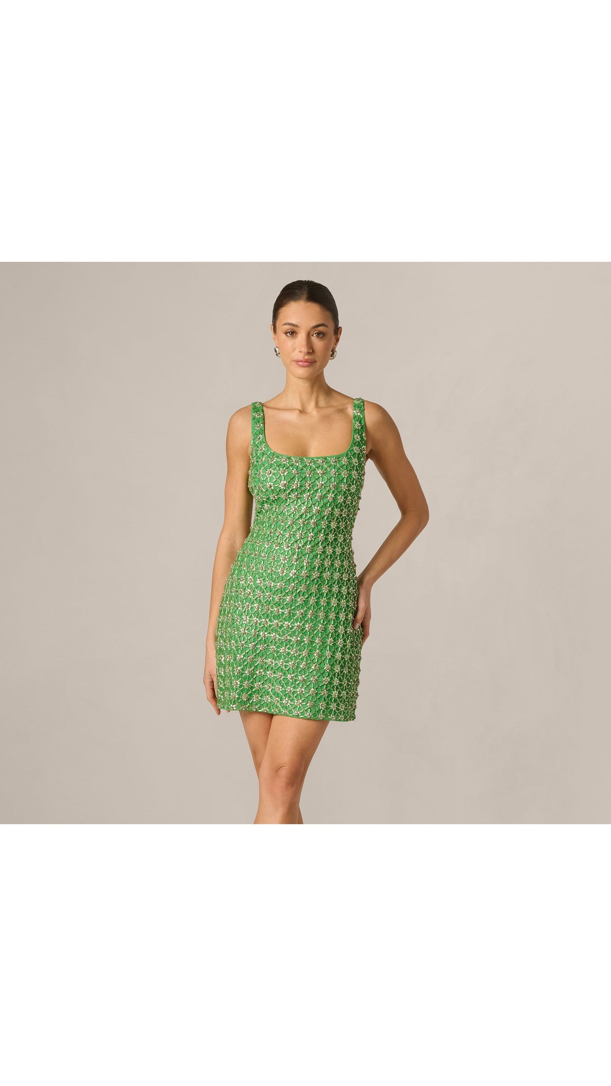Adrianna Papell Sleeveless Beaded Sheath Mini Dress 213287