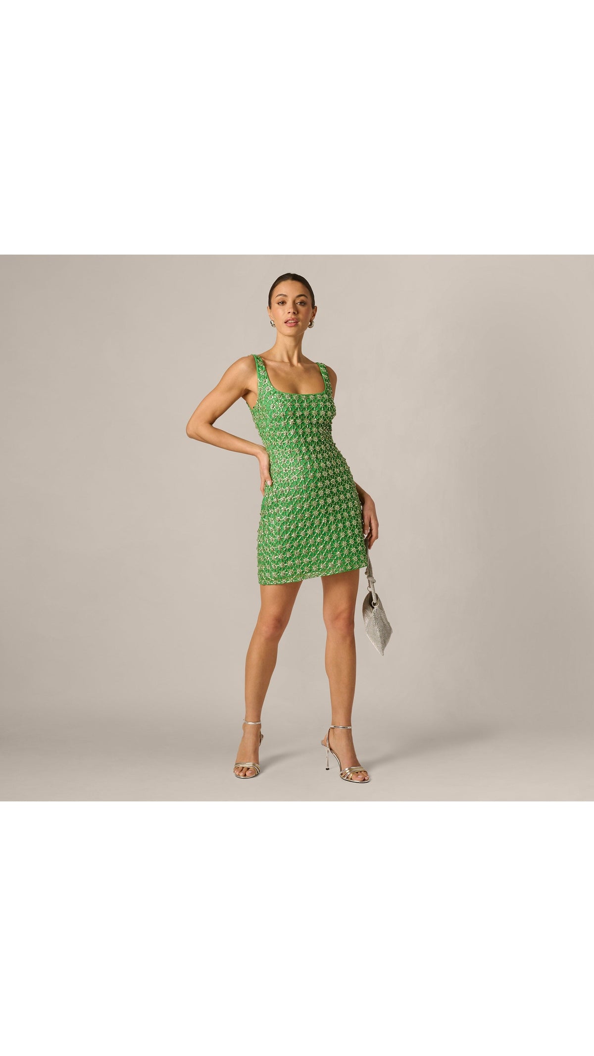 Adrianna Papell Sleeveless Beaded Sheath Mini Dress 213287