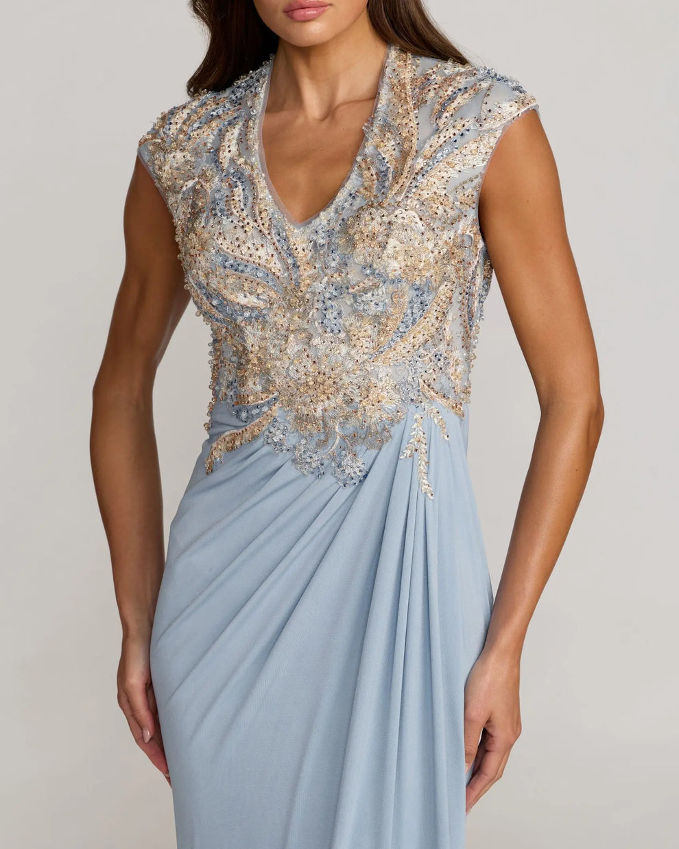 V-Neck Floor-Length Jersey Formal Mermaid/Trumpet Gown Mac Duggal 21330