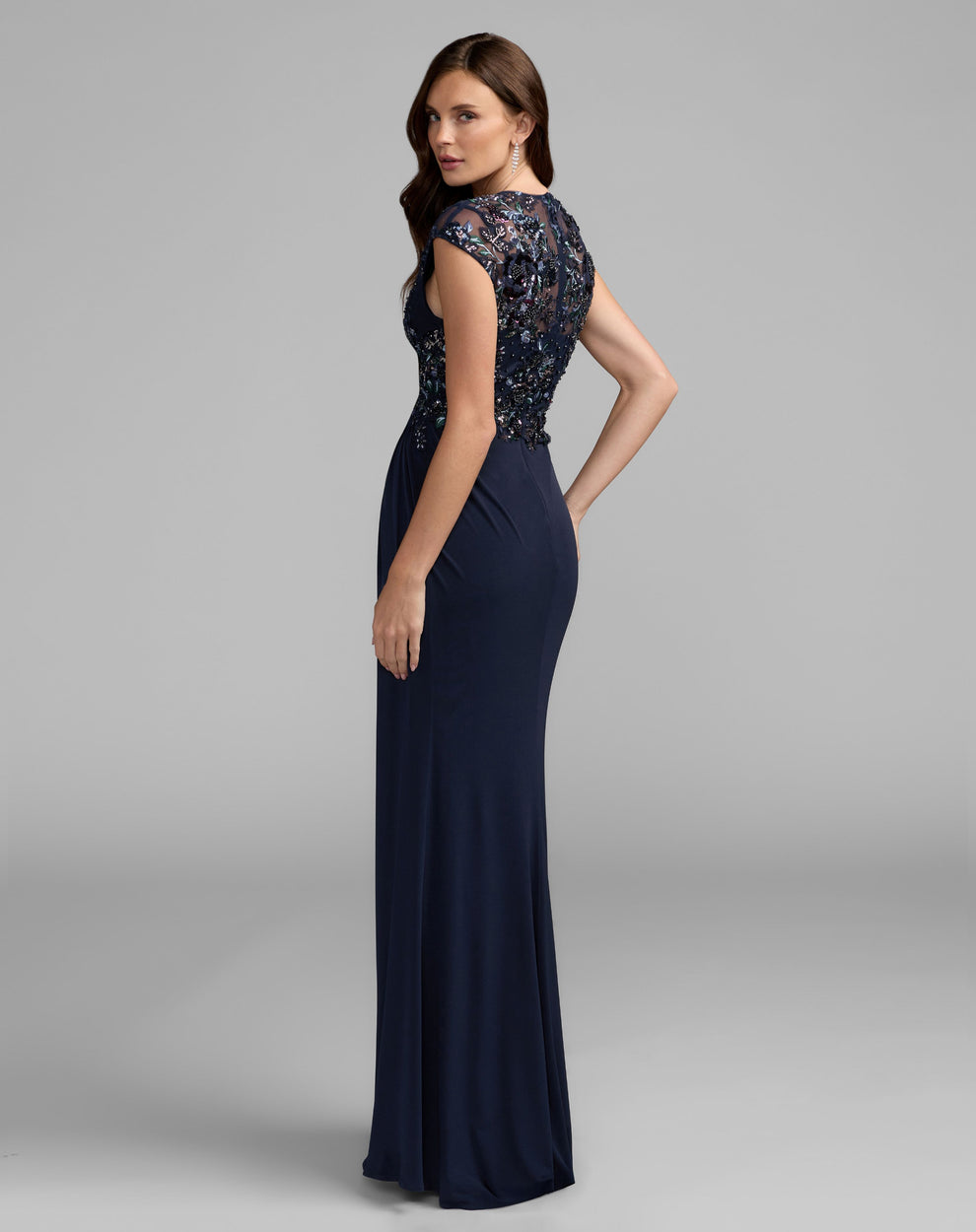 Illusion Floor-Length Jersey Formal Sheath Mac Duggal 21331