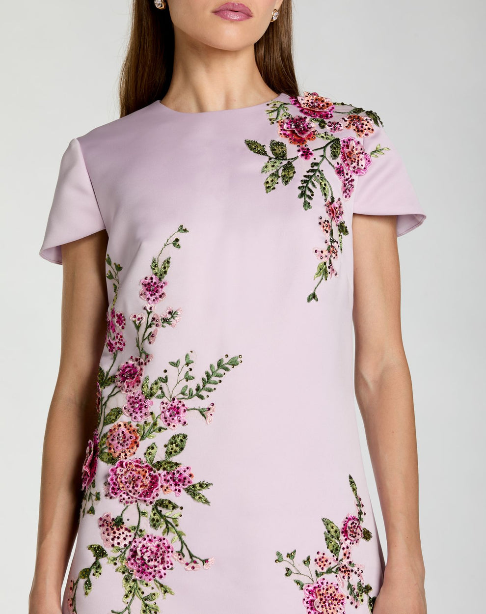 Cocktail Dresses Short Floral Mini Cocktail Dress Mac Duggal 21338 Lilac