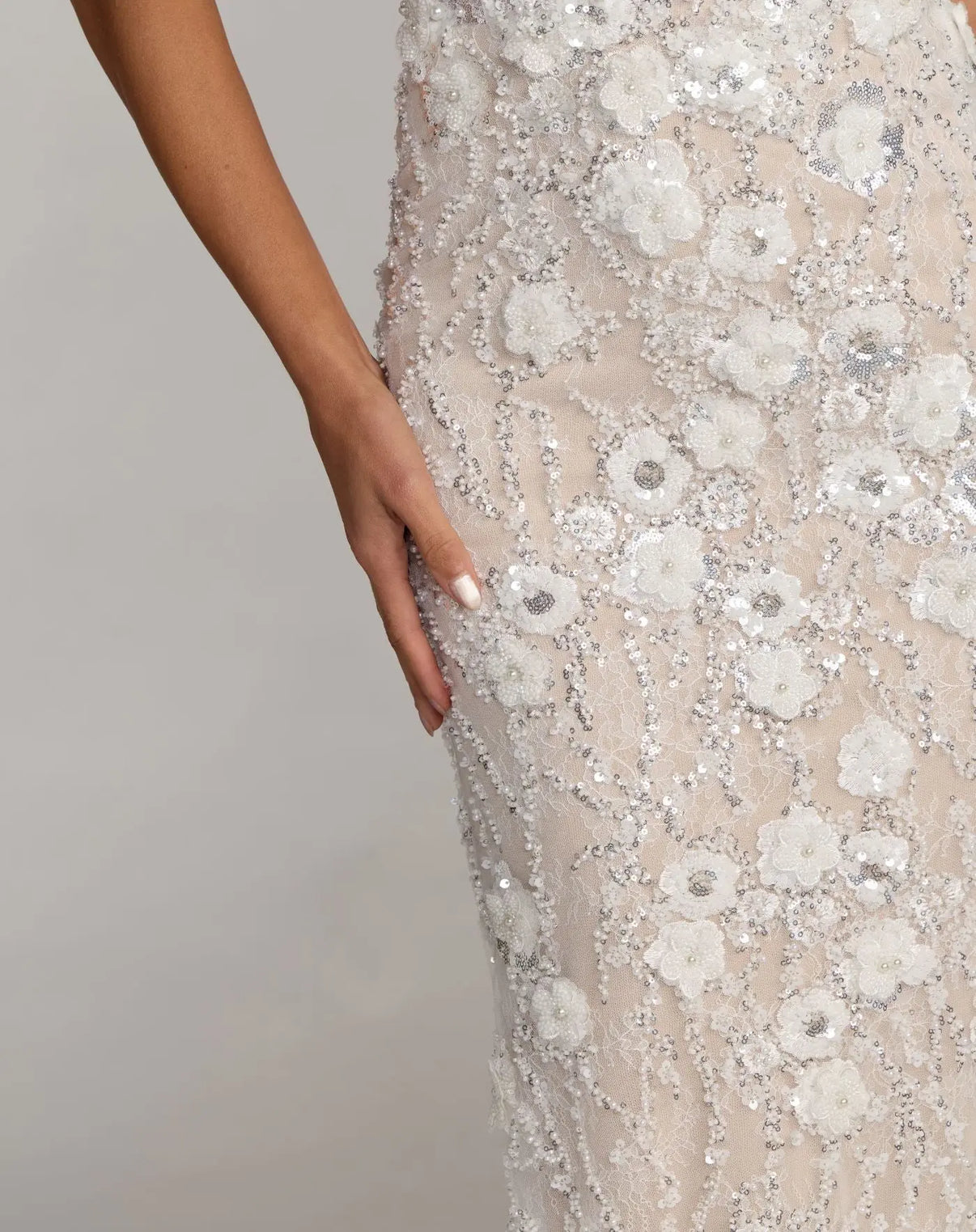 Sweetheart Tea-Length Beaded Wedding Dress by Mac Duggal 21347 in Ivory Nude