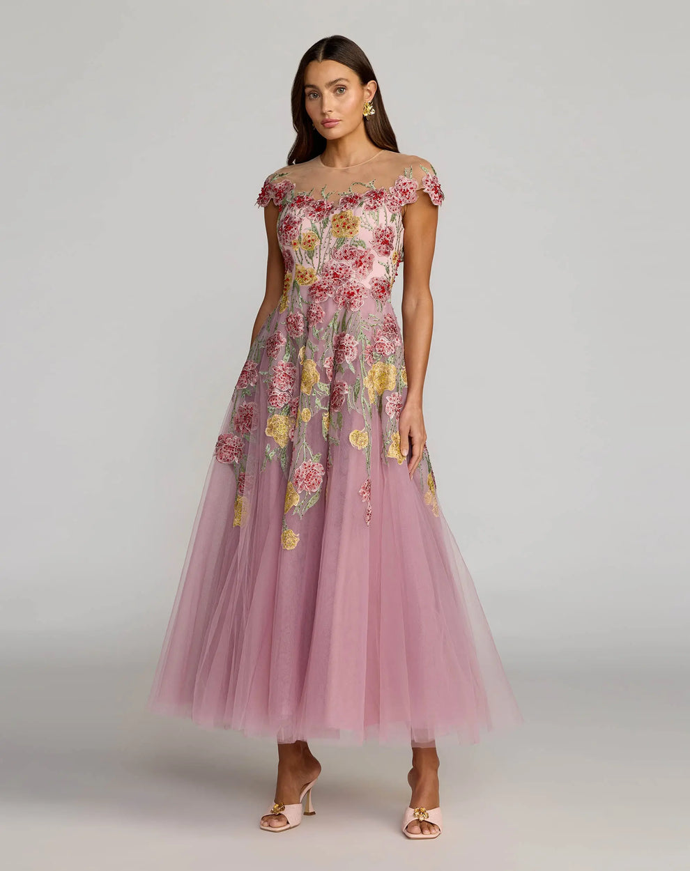Illusion Tea-Length Tulle Formal A-Line Mac Duggal 21357