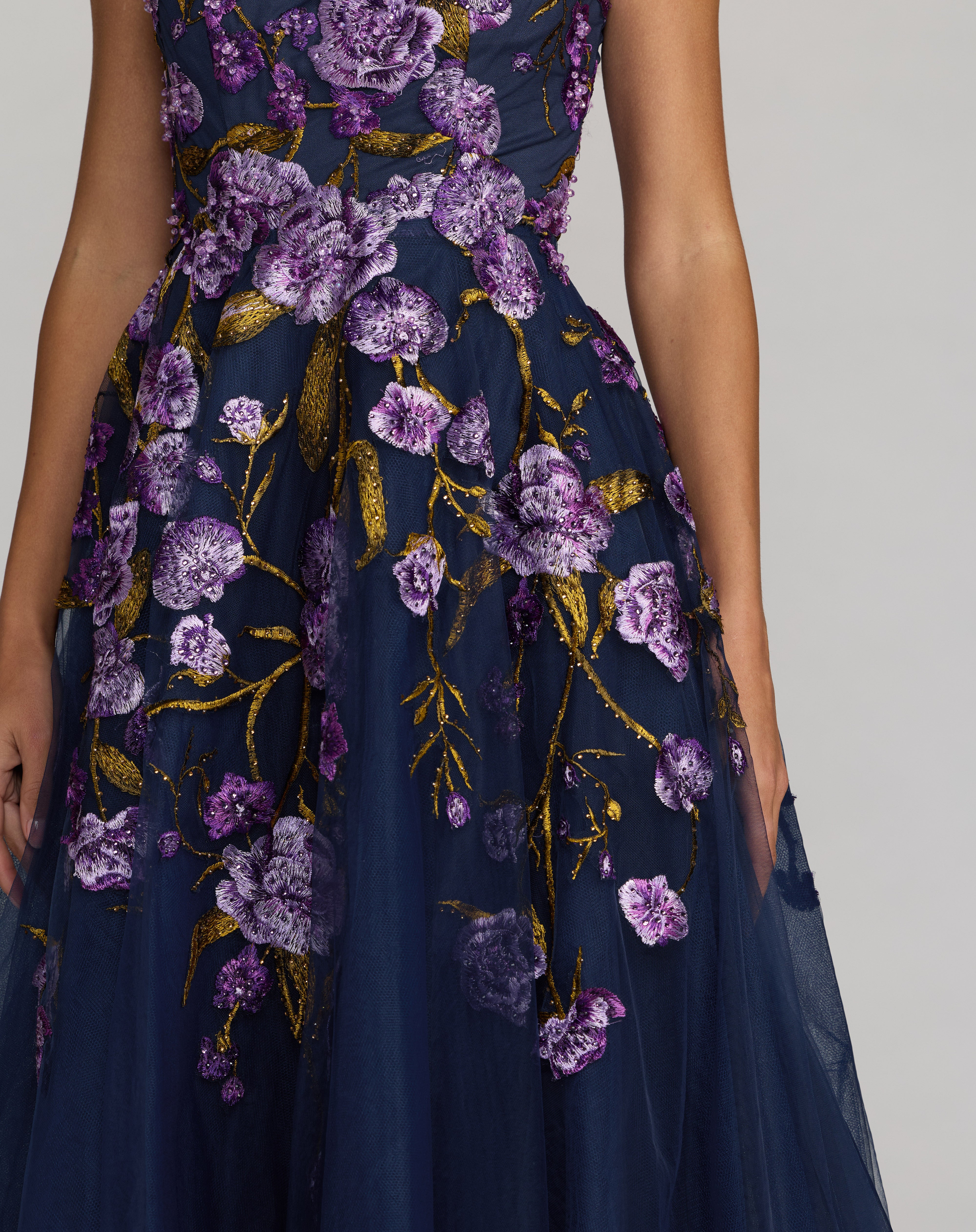 Crew/High-Neck Floor-Length Tulle Occasion A-Line Mac Duggal 21358