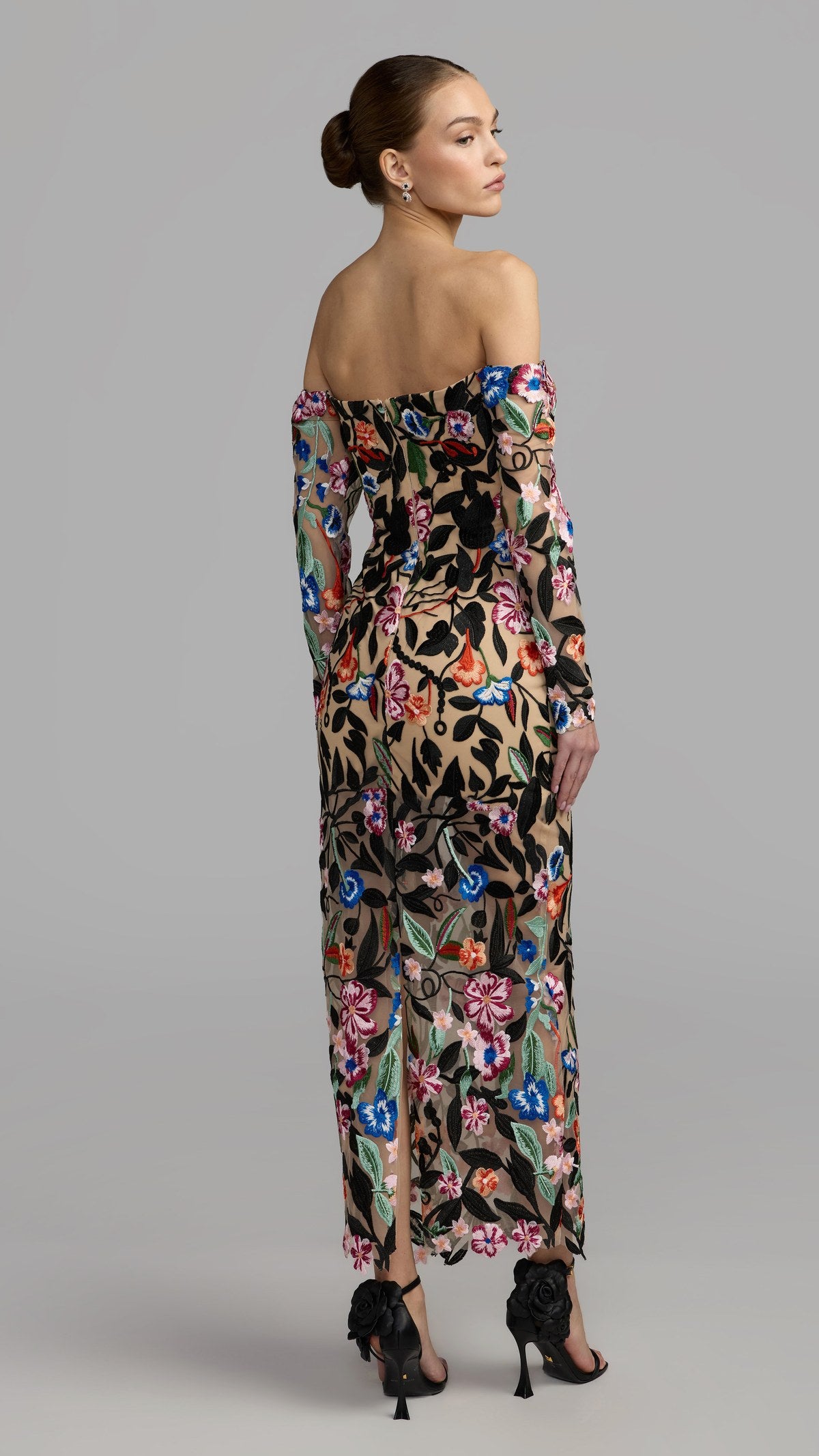 Mac Duggal style 21395 in Nude Multi, back view