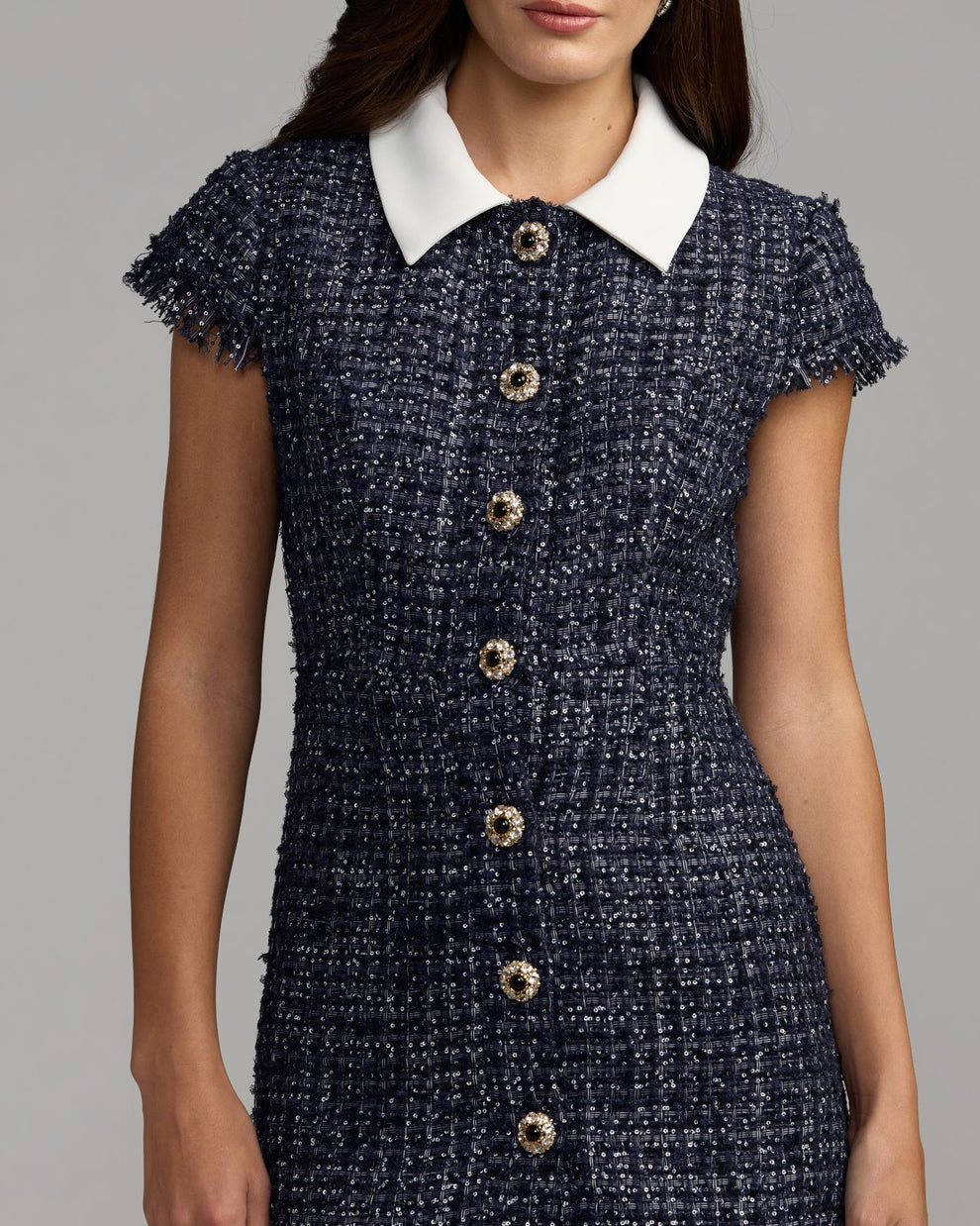 Crew High-Neck Mini Short Crepe Cocktail Fit & Flare Mac Duggal 21422