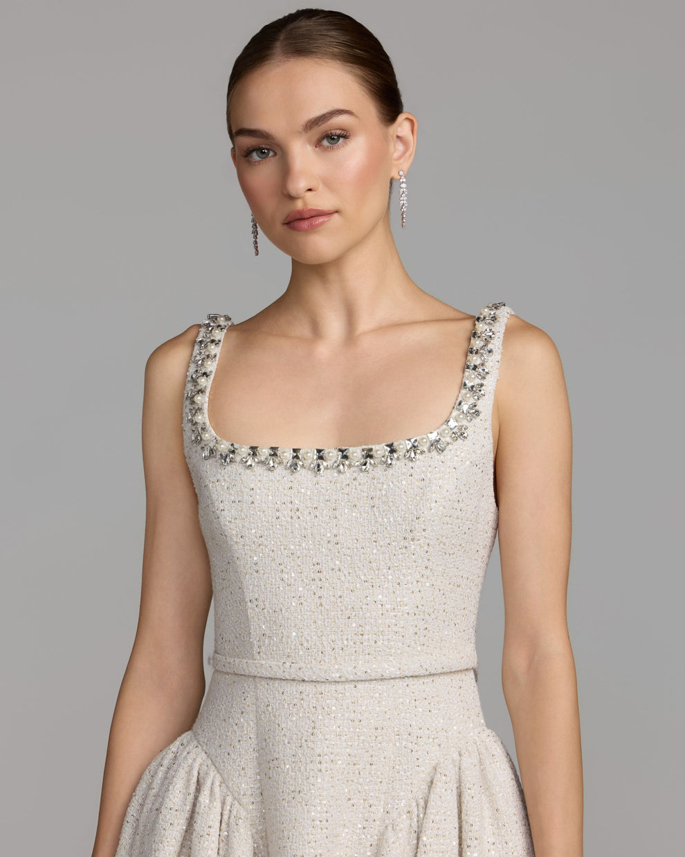 Square Mini Short Lace Wedding Fit & Flare Mac Duggal 21544