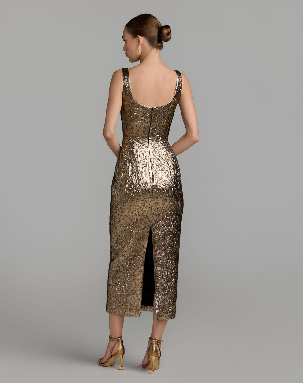 Scoop Midi Satin Cocktail Sheath Column Mac Duggal 21553