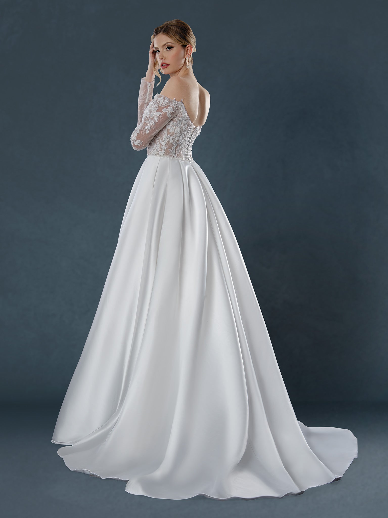 Wedding Dresses Long Corset A Line Bridal Wedding Dress Stella Couture 25536 Off White