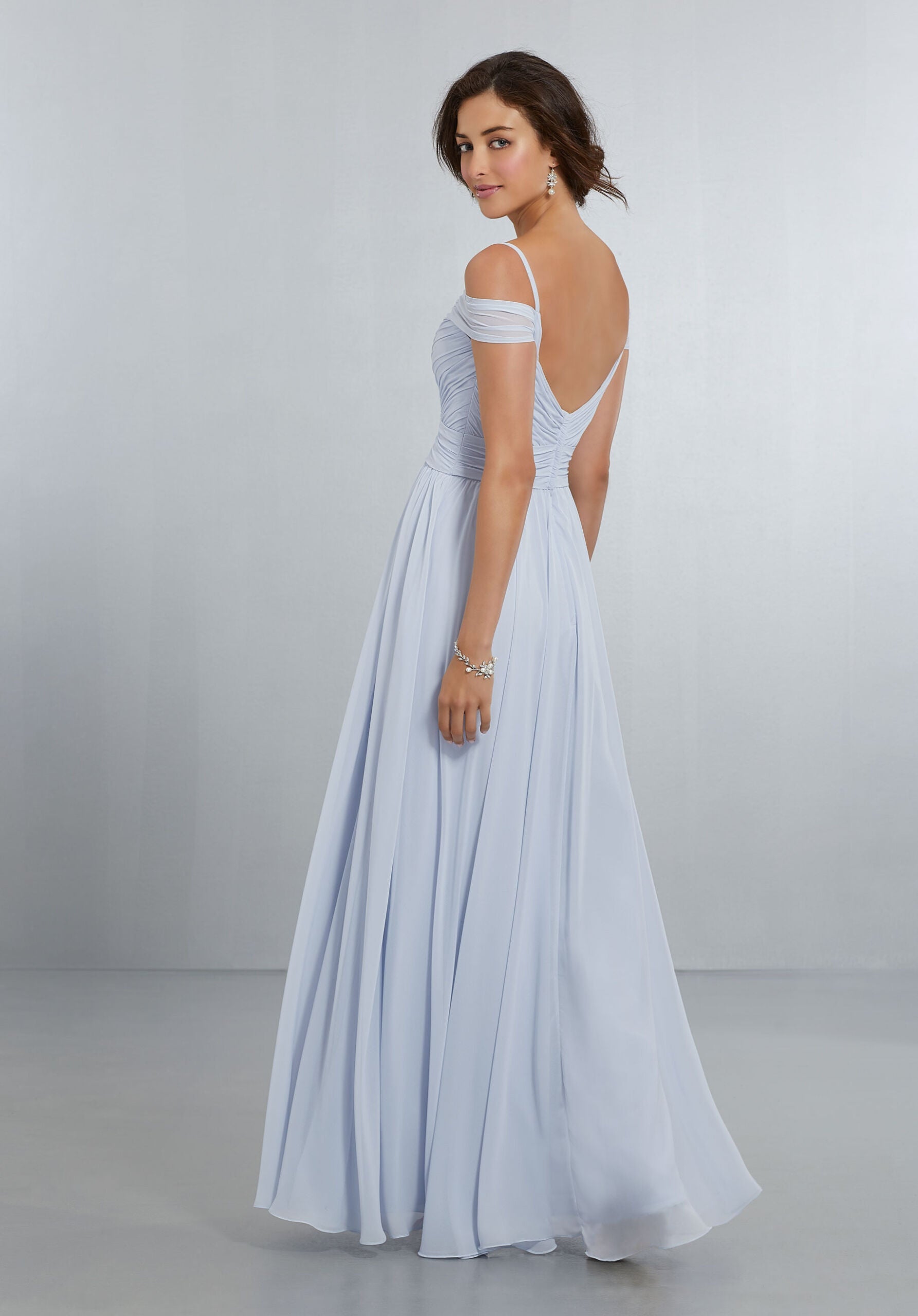 Formal Dresses Long Evening Pleated A Line Formal Dress MGNY Madeline Gardner New York 21566 Fog