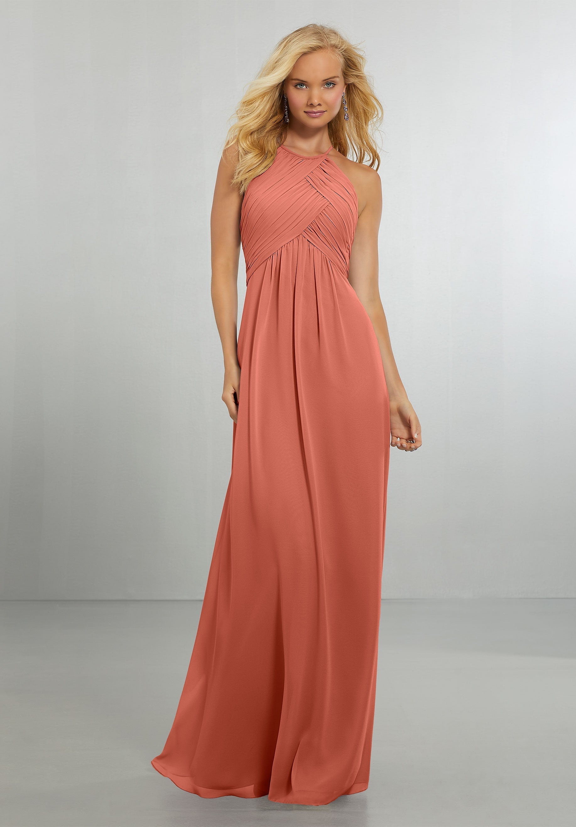 Formal Dresses Long Evening Formal Pleated Dress MGNY Madeline Gardner New York 21570 Spice