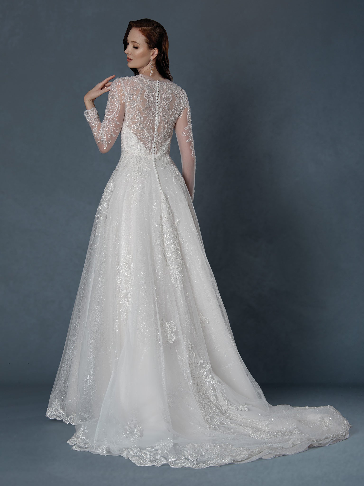 Wedding Dresses Long Sleeve Sequin Bridal Lace Wedding Dress Stella Couture 25534 Off White