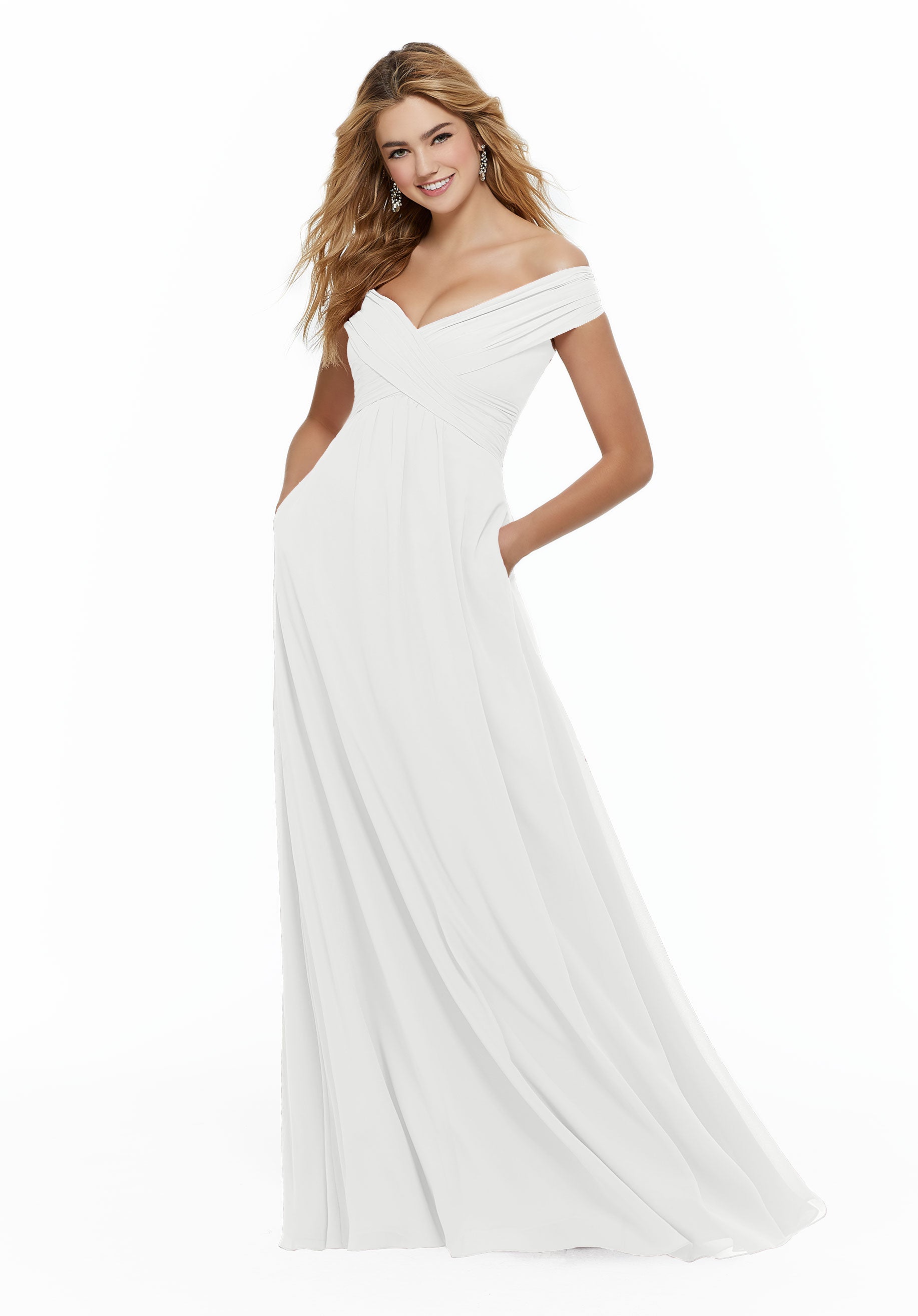 Wedding Dresses Bridal Long A Line Wedding Dress MGNY Madeline Gardner New York 21646 White