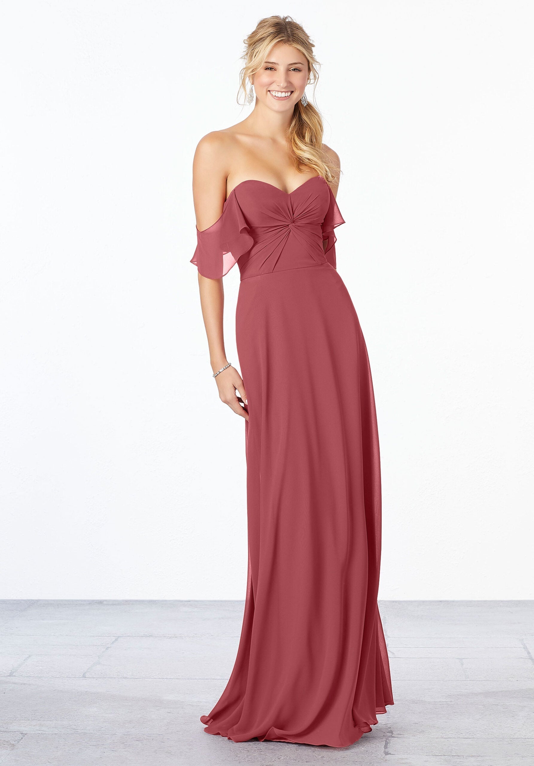 Formal Dresses Ruffle A Line Formal Evening Long Dress MGNY Madeline Gardner New York 21651 Rosewood