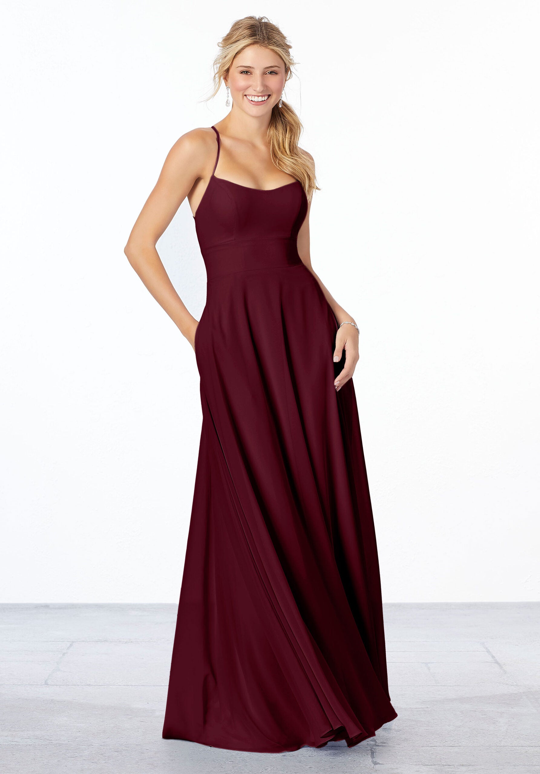 Formal Dresses A Line Evening Formal Long Dress MGNY Madeline Gardner New York 21655 Bordeaux