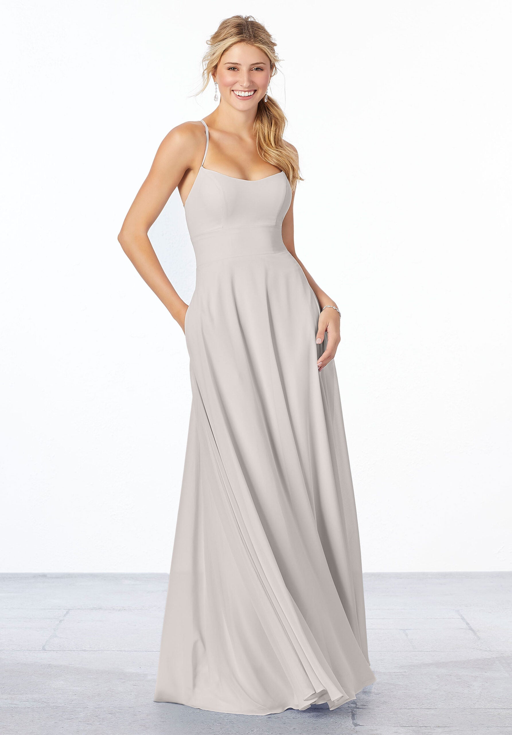 Formal Dresses Evening Formal A Line Long Dress MGNY Madeline Gardner New York 21655 Silver