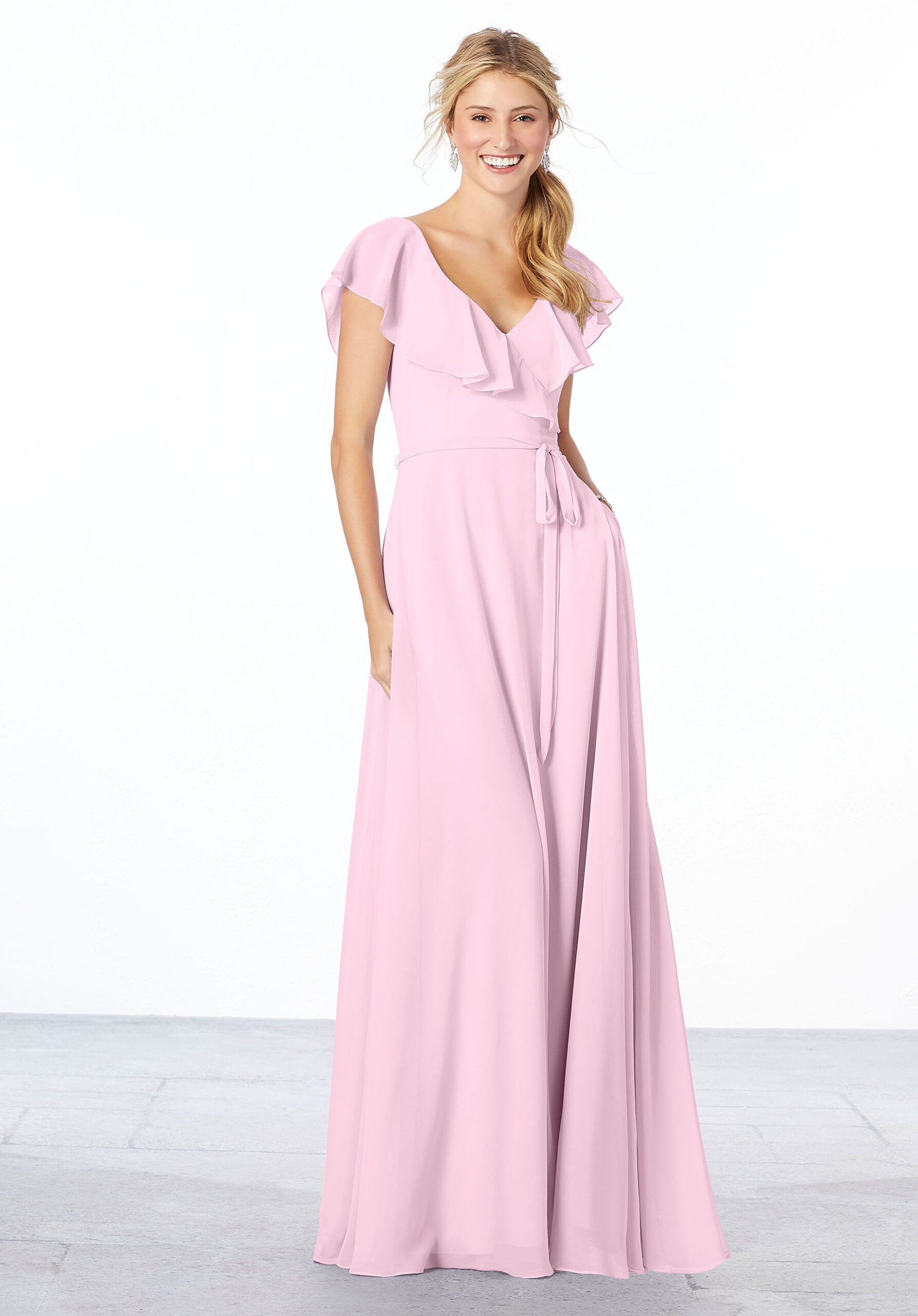 Formal Dresses Long Ruffle Formal Evening A Line Dress MGNY Madeline Gardner New York 21657 Blossom