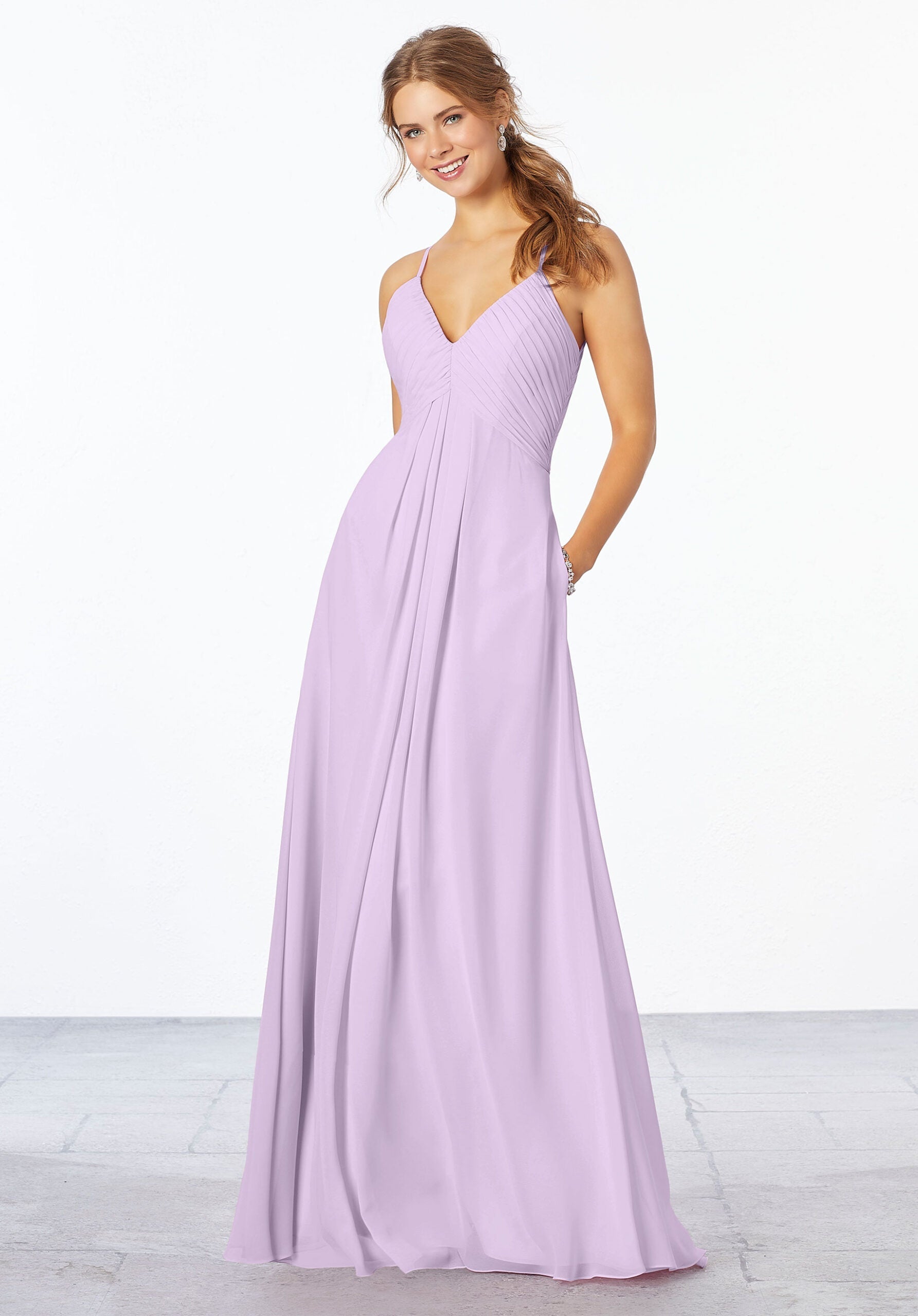 Formal Dresses A Line Long Formal Pleated Dress MGNY Madeline Gardner New York 21658 Violet