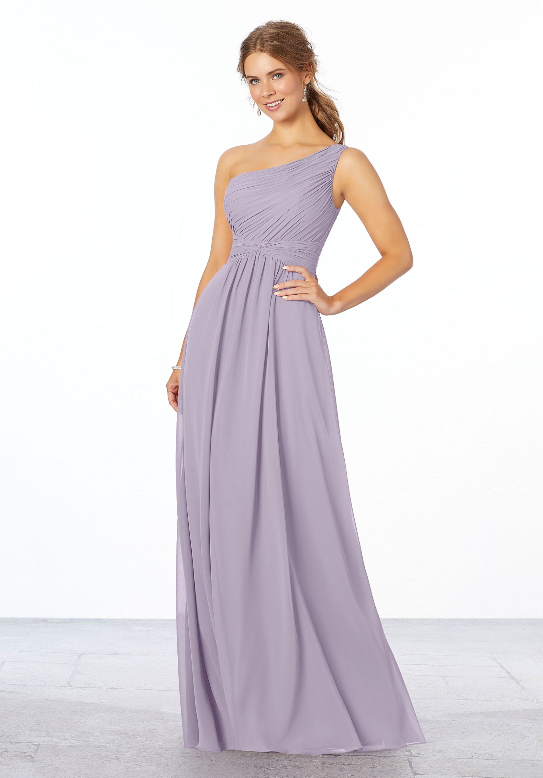 Formal Dresses Pleated Long Formal A Line Dress MGNY Madeline Gardner New York 21662 Violet