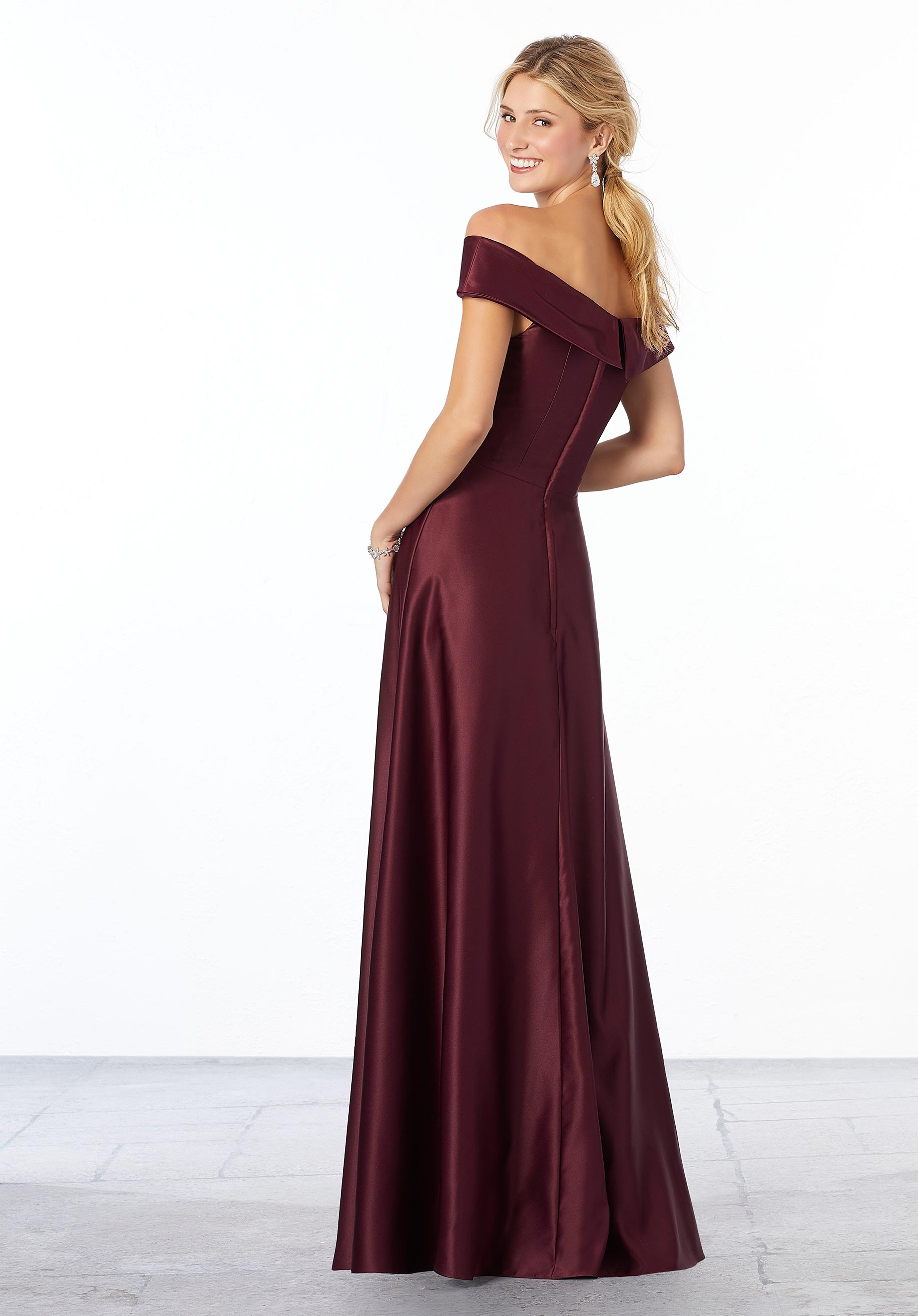 Formal Dresses Long Formal Slit A Line Dress MGNY Madeline Gardner New York 21663 Bordeaux