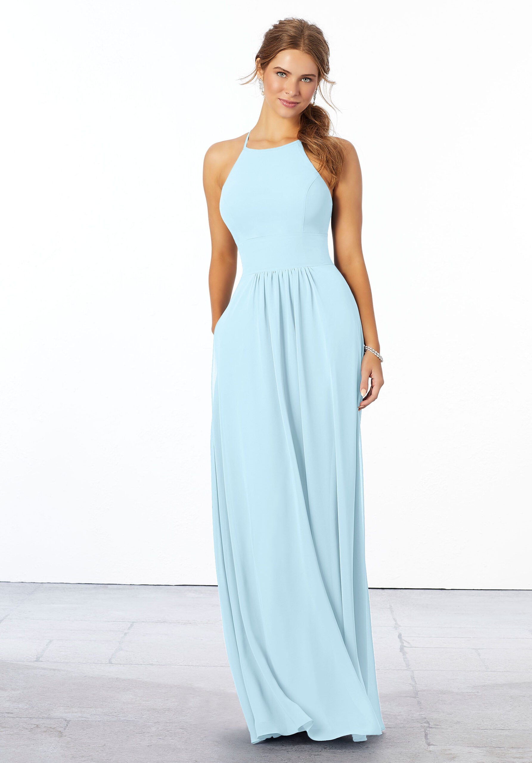 Formal Dresses Formal A Line Long Dress MGNY Madeline Gardner New York 21666 Sky