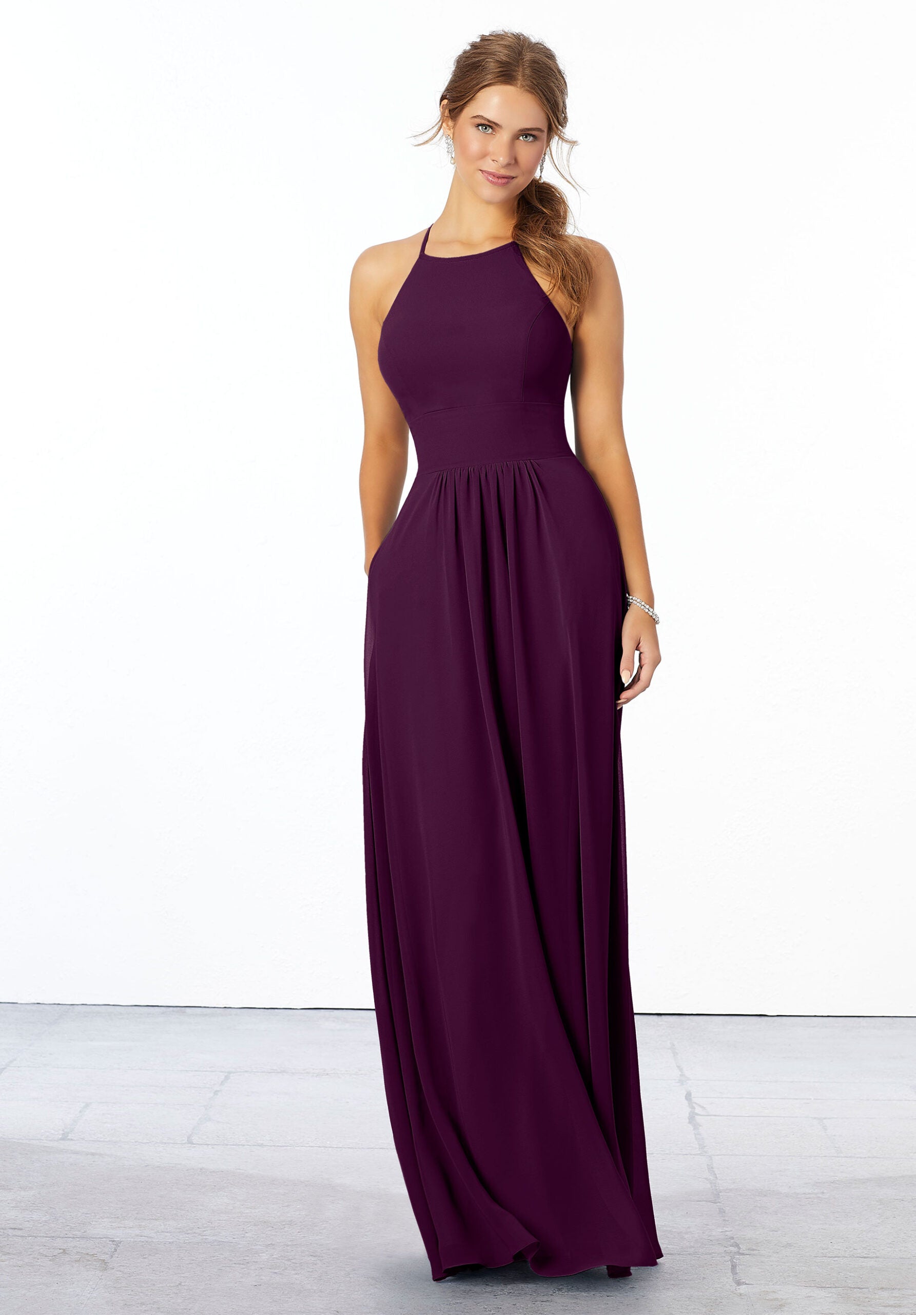 Formal Dresses Formal Long A Line Dress MGNY Madeline Gardner New York 21666 Eggplant