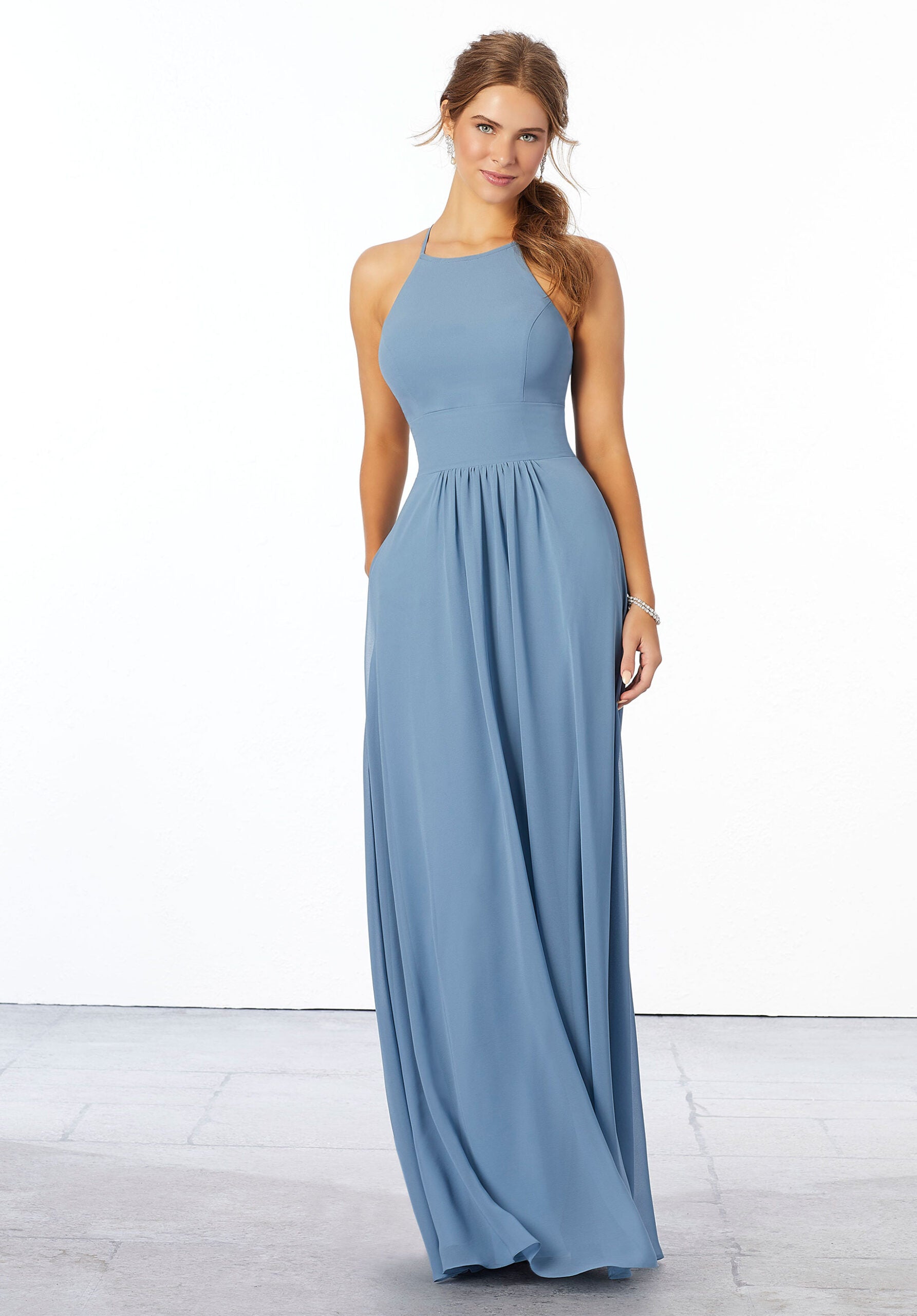 Formal Dresses Formal A Line Long Dress MGNY Madeline Gardner New York 21666 Slate