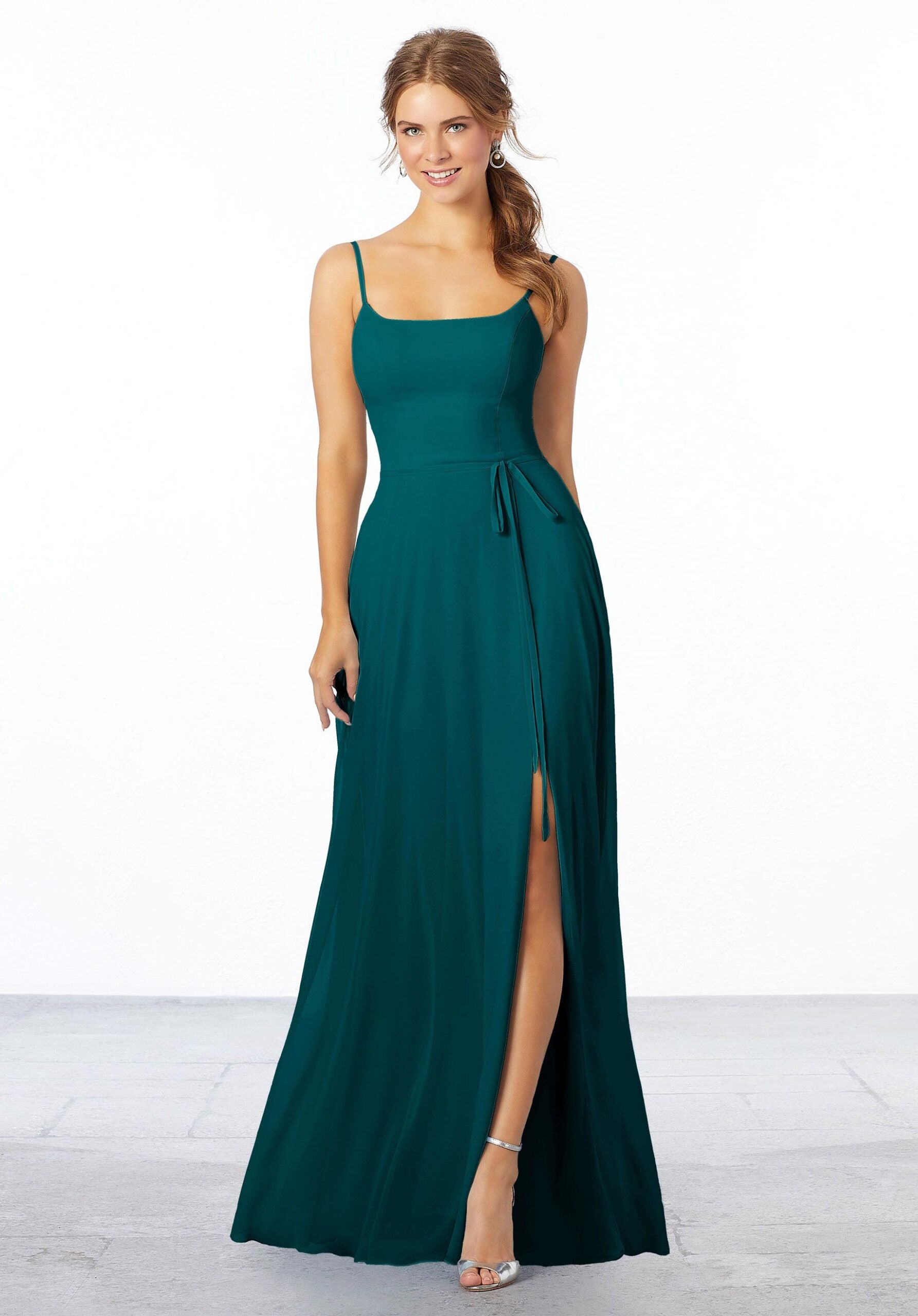 Formal Dresses Formal Long Slit Evening Dress MGNY Madeline Gardner New York 21668 Teal
