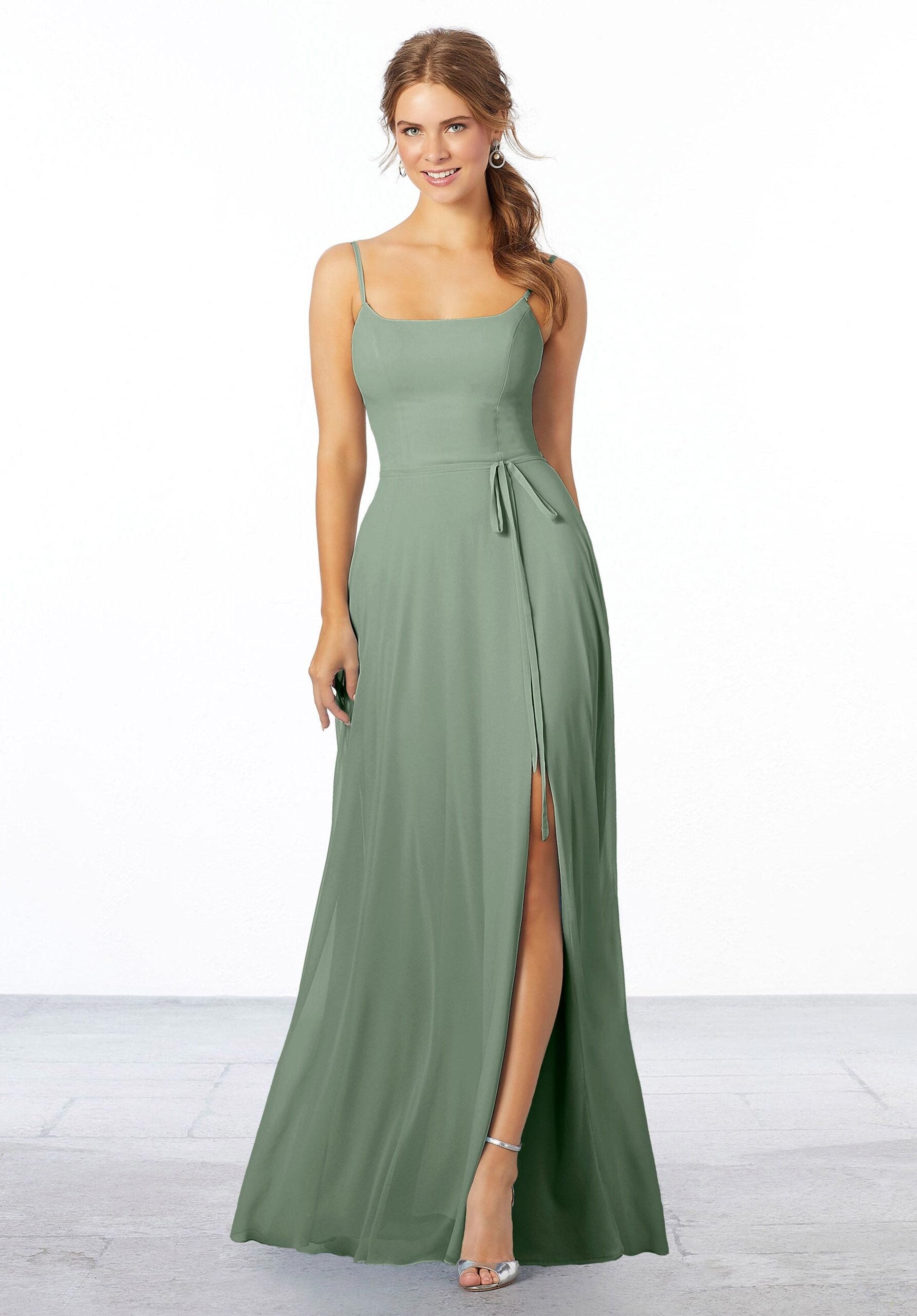 Formal Dresses Long Slit Evening Formal Dress MGNY Madeline Gardner New York 21668 Moss